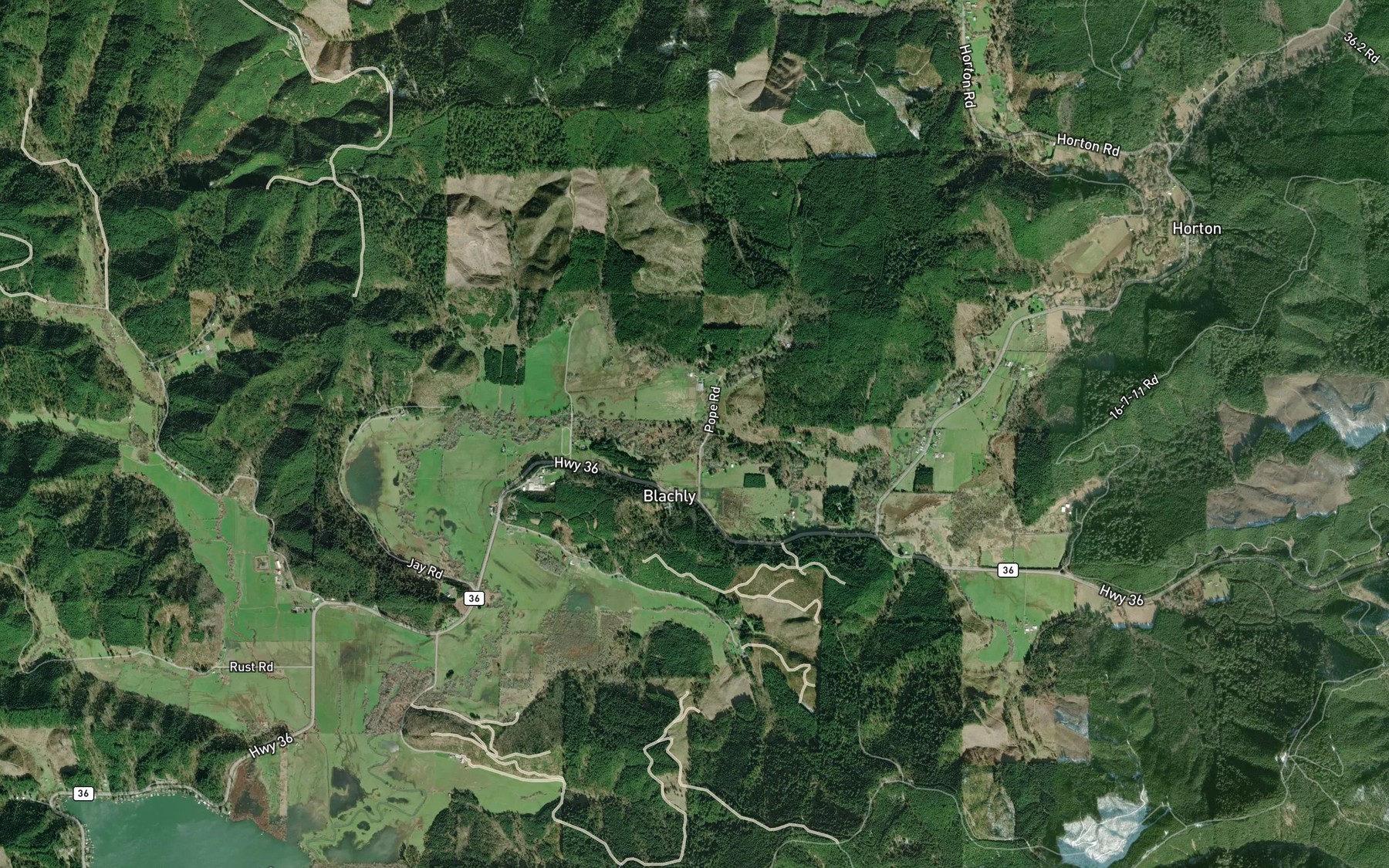Satellite map of the Pope Creek