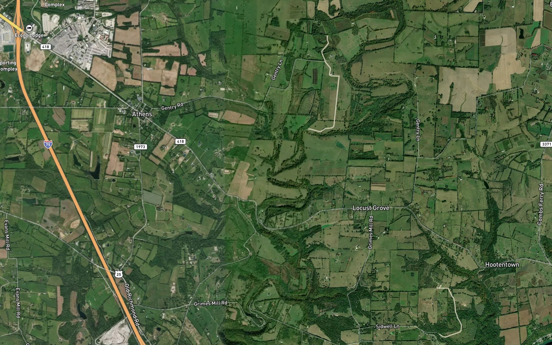 Satellite map of the Baughman Fork