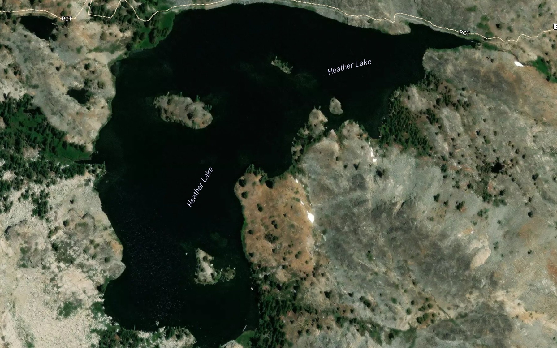 Satellite map of the Heather Lake