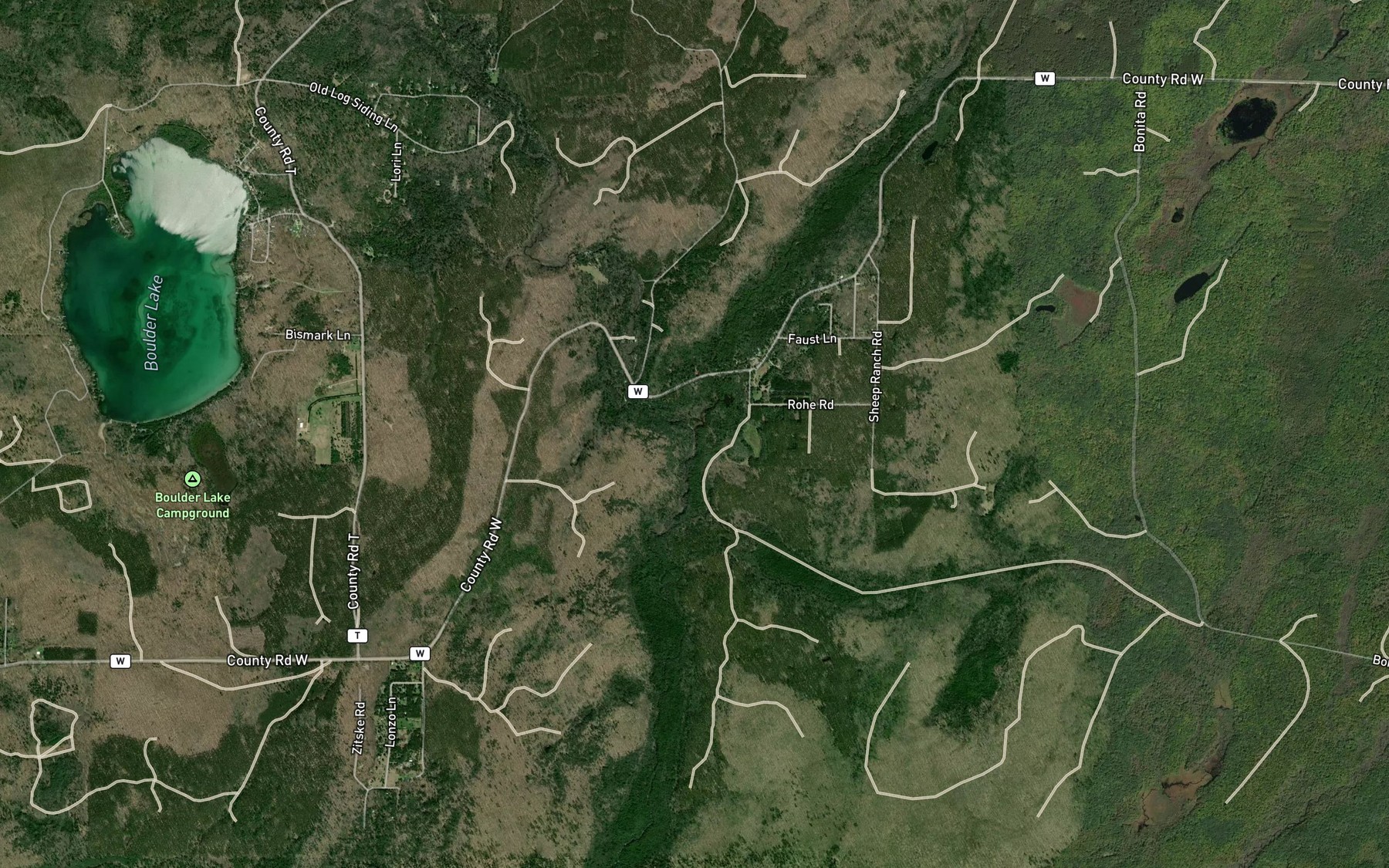 Satellite map of the Second South Branch Oconto River
