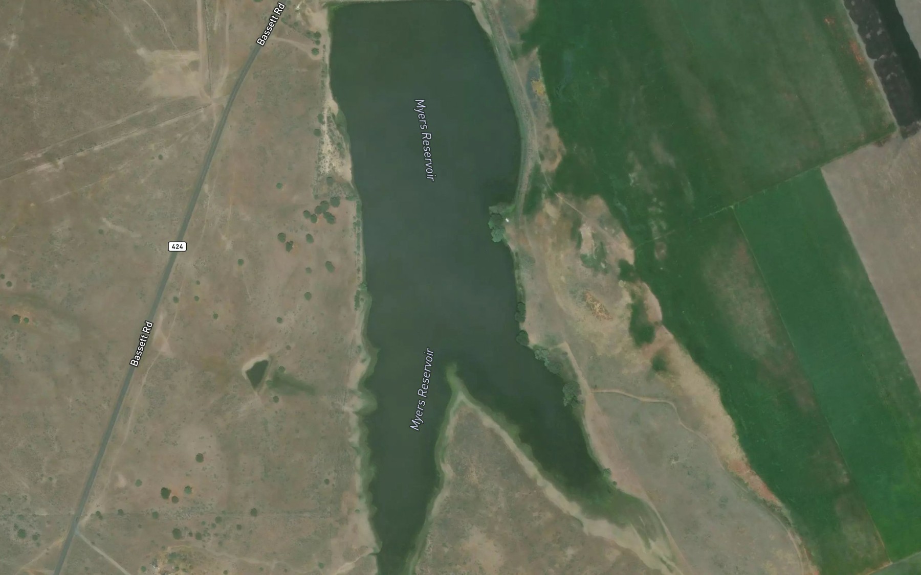 Satellite map of the Myers Reservoir