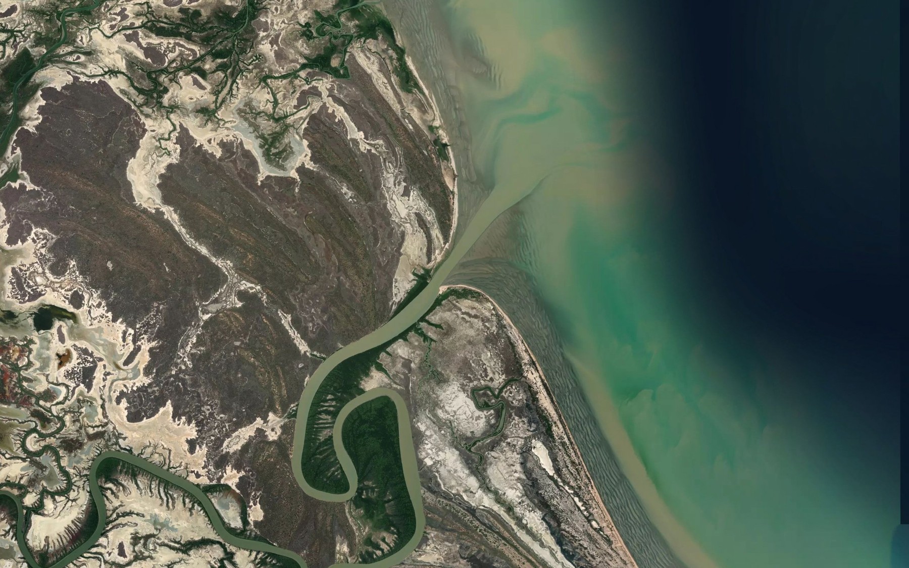 Satellite map of the Towns River