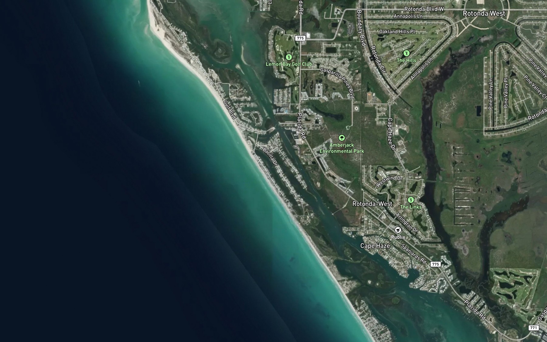Satellite map of the Bocilla Inlet