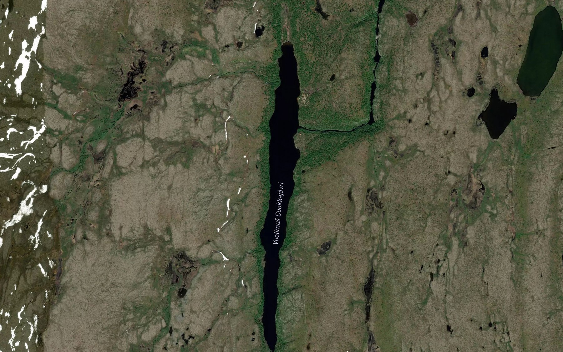 Satellite map of the Vuolimus Cuokkajavri