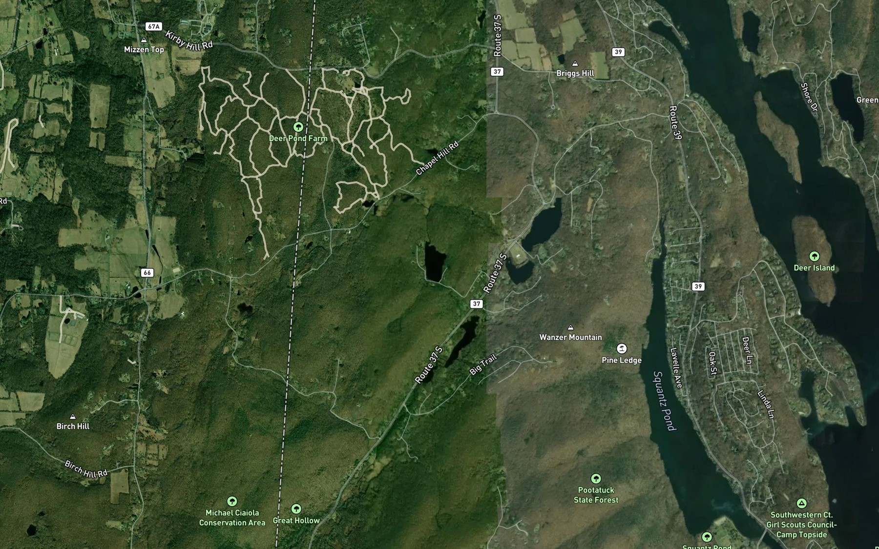 Satellite map of the Timber Lake