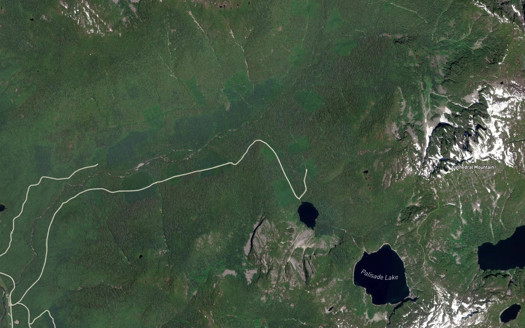 Satellite map of the Palisade Creek