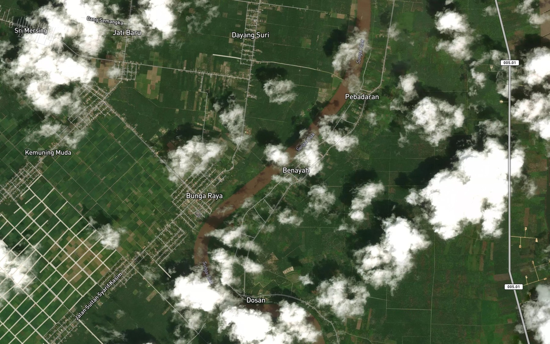 Satellite map of the Sungai Benayah