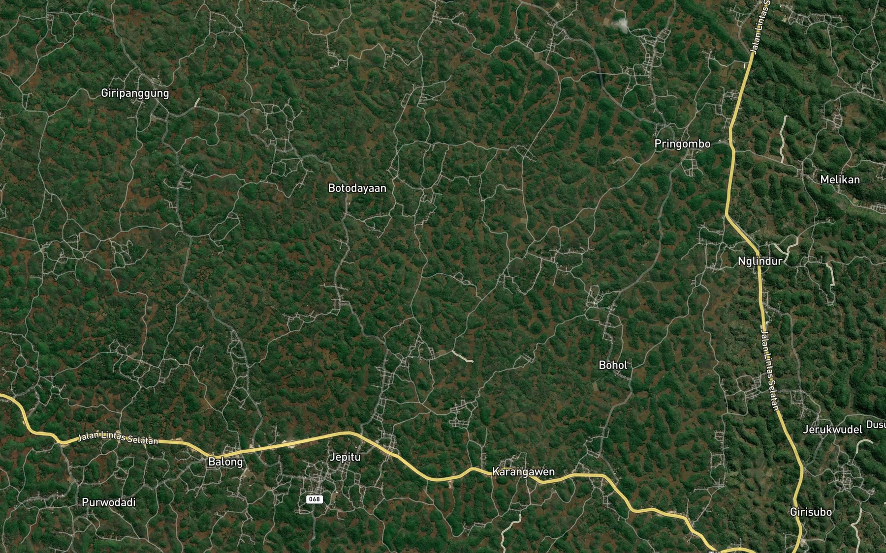 Satellite map of the Telaga Condong
