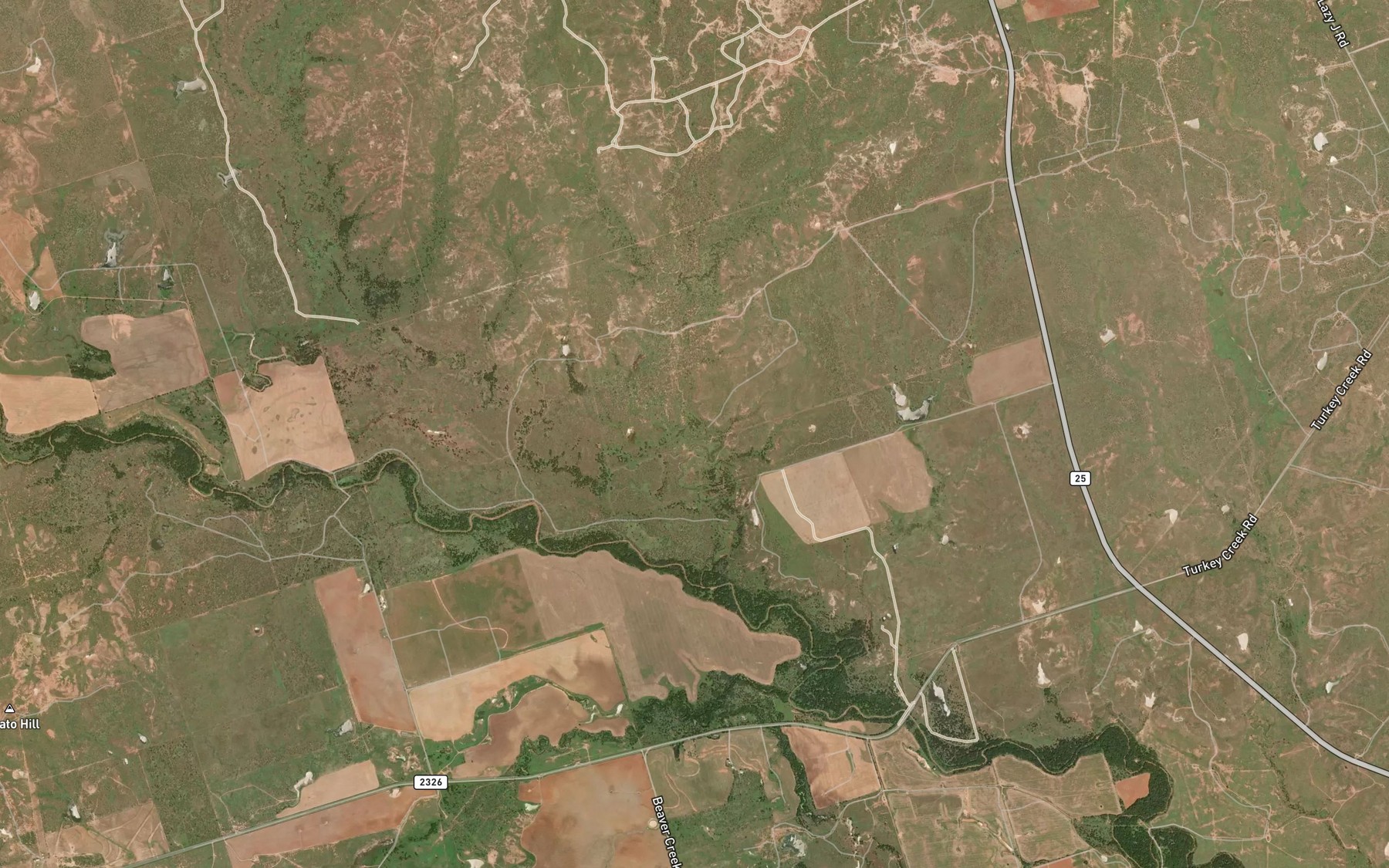 Satellite map of the Bluff Creek