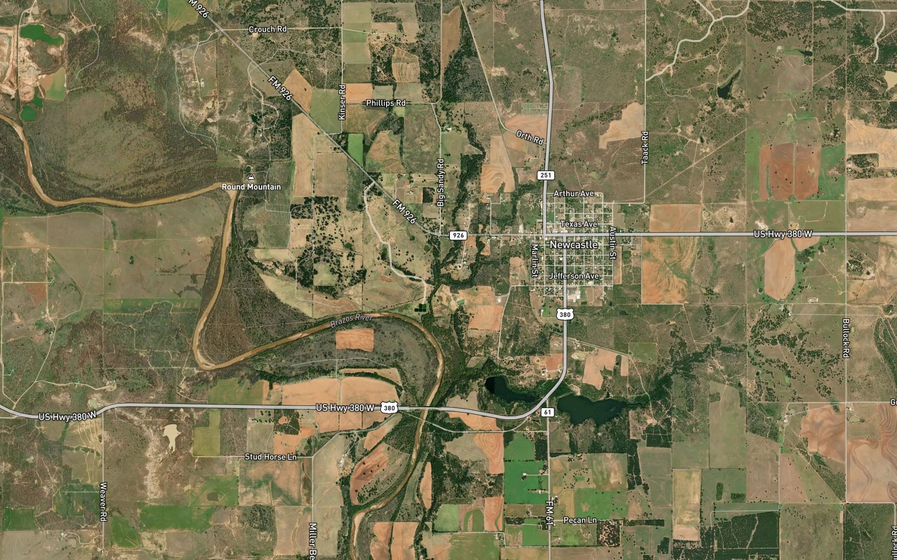 Satellite map of the Peveler Creek