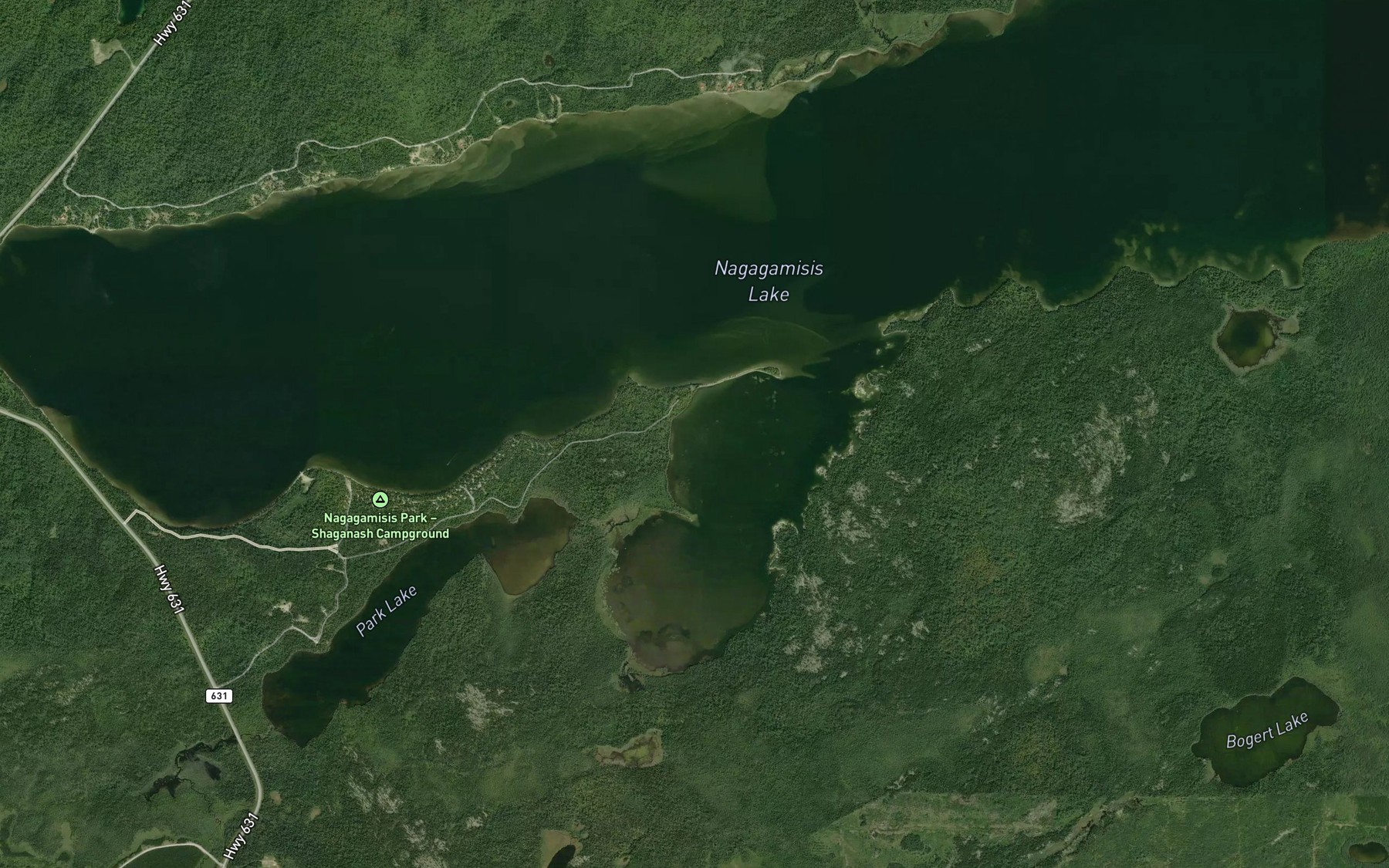 Satellite map of the Duck Bay