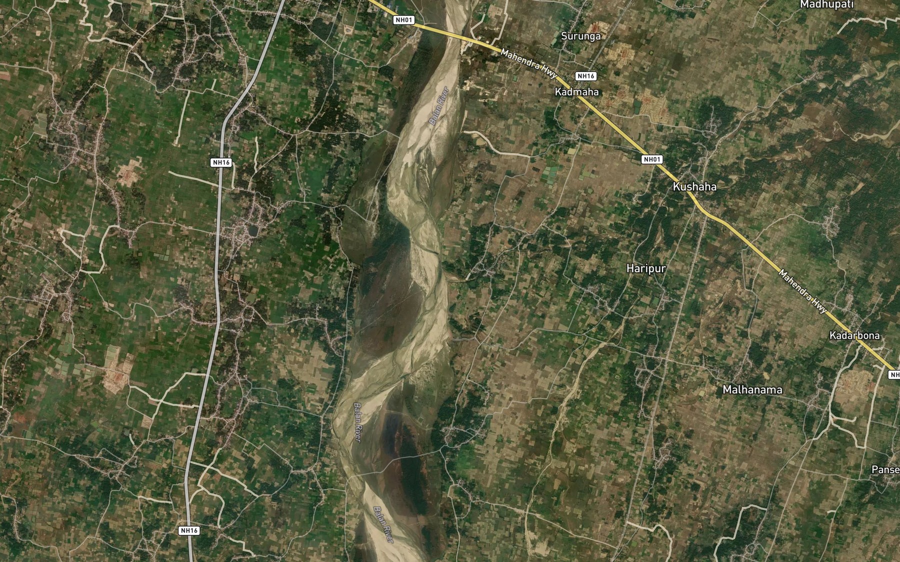 Satellite map of the Birdhana Khola