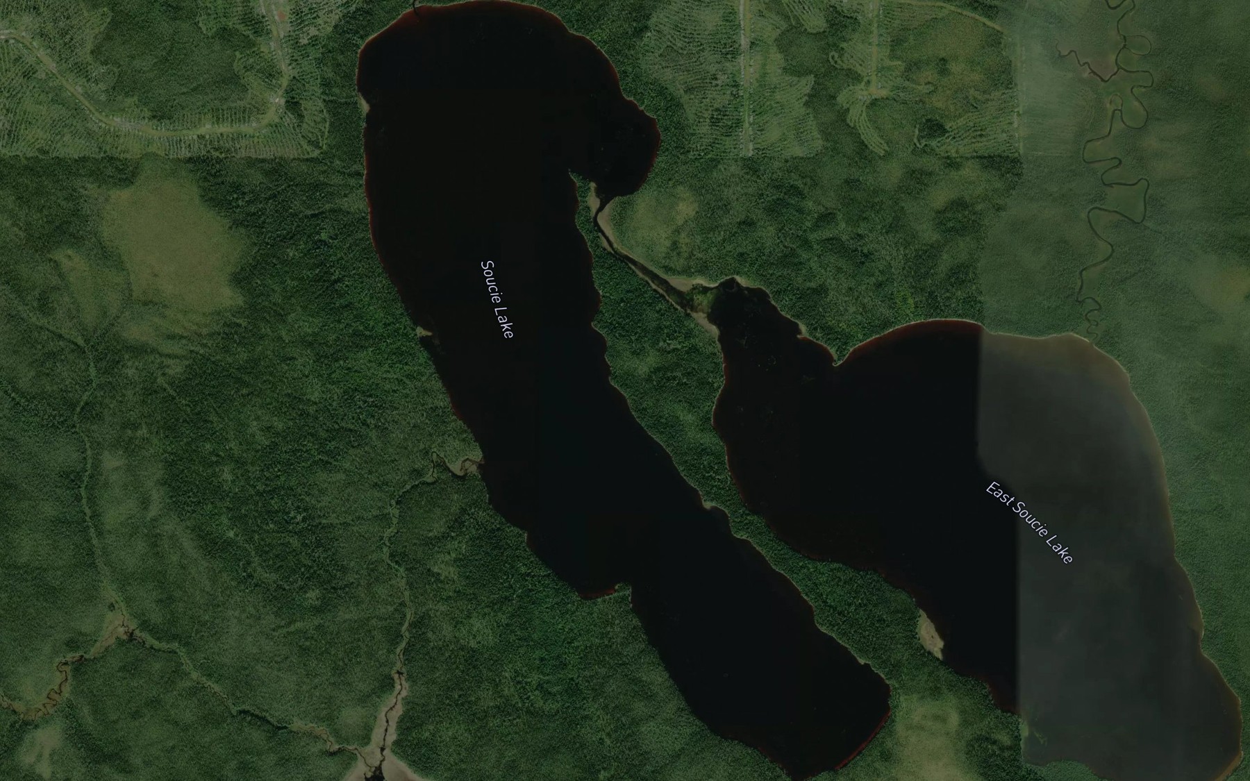 Satellite map of the Soucie Lake