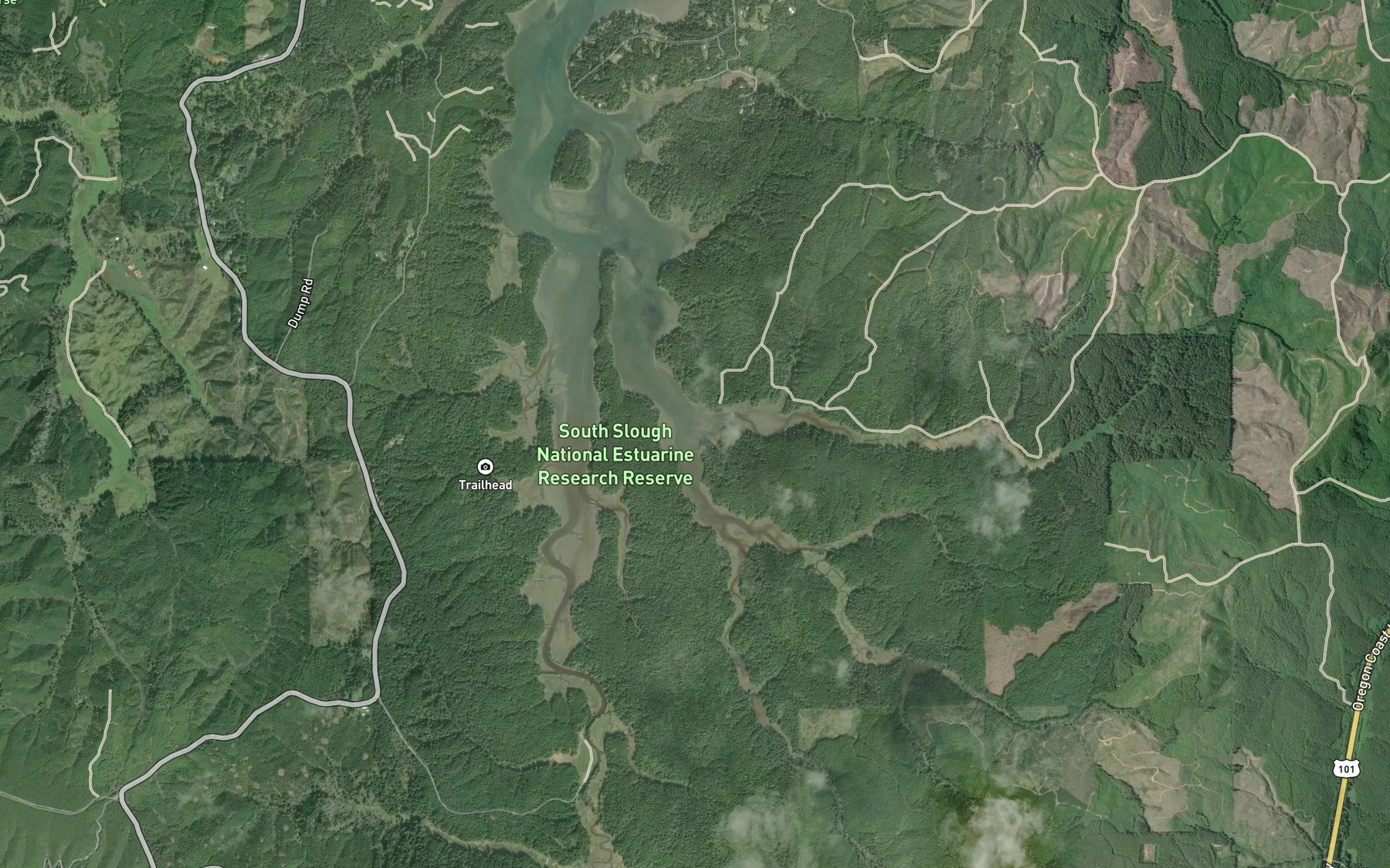 Satellite map of the Elliott Creek