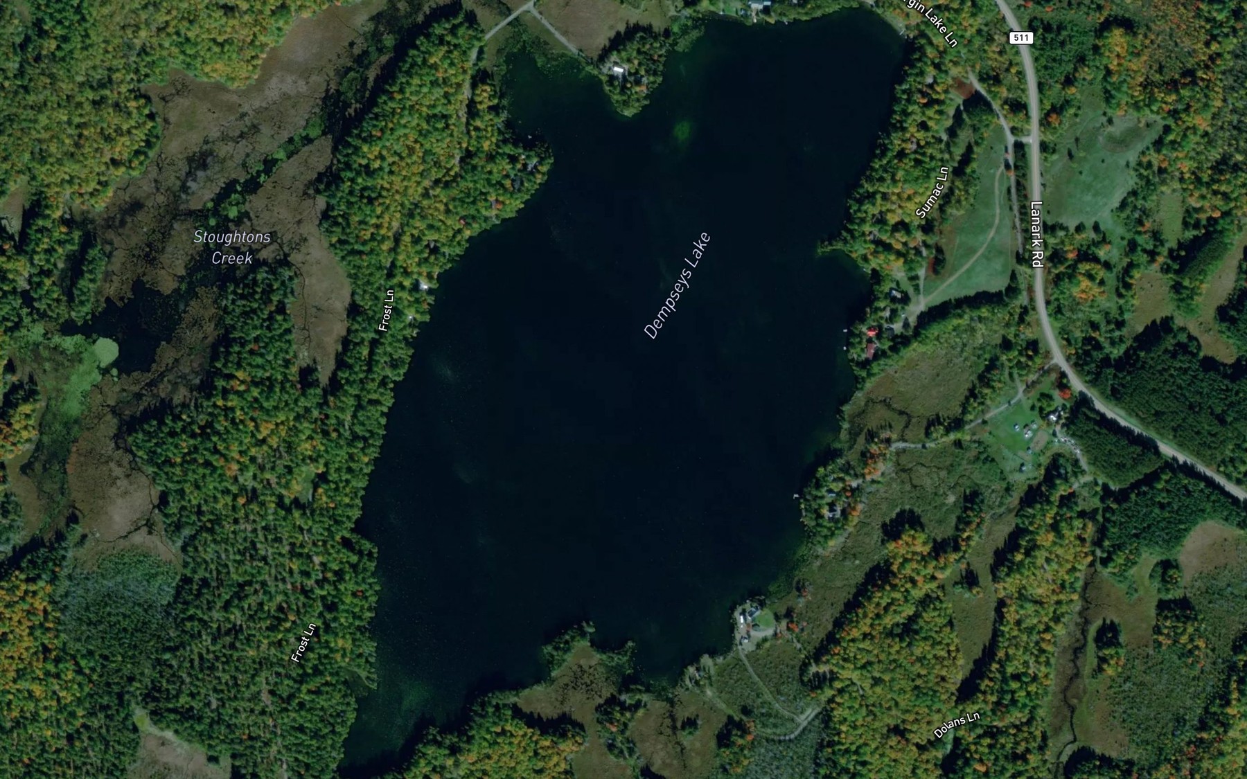 Satellite map of the Dempseys Lake