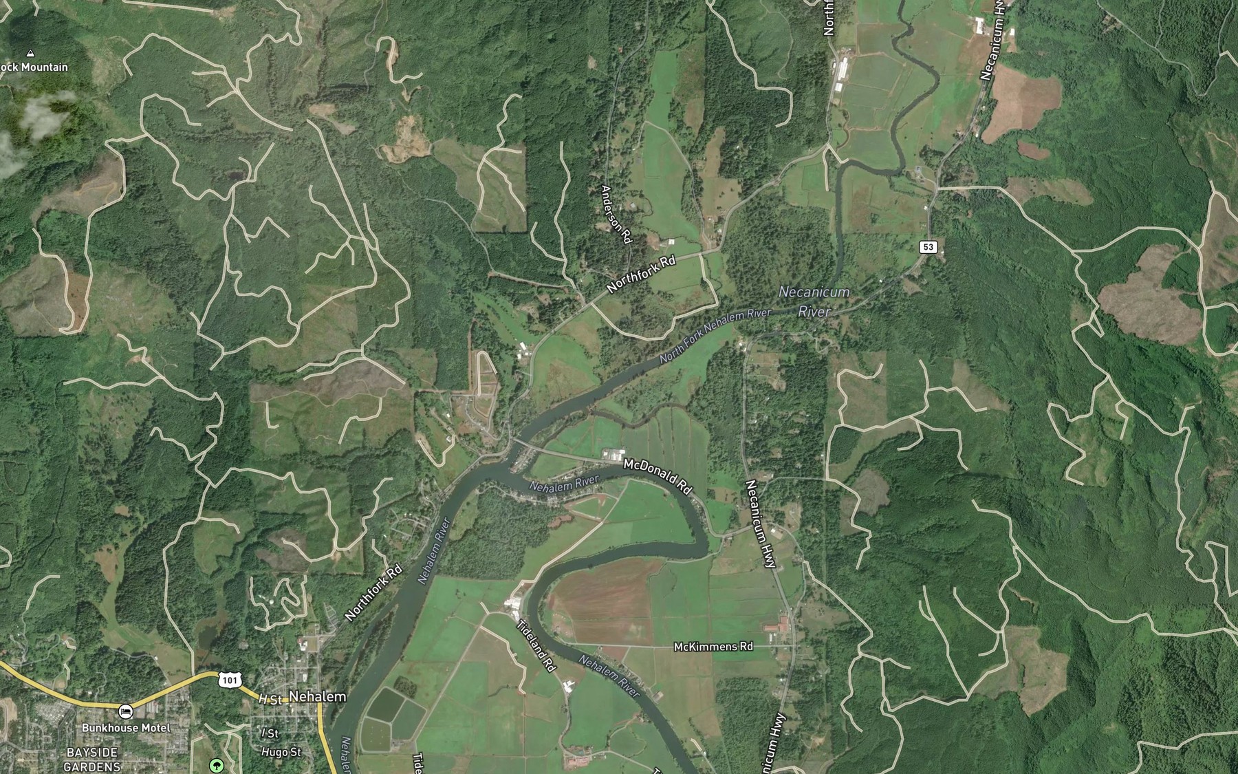 Satellite map of the Anderson Creek