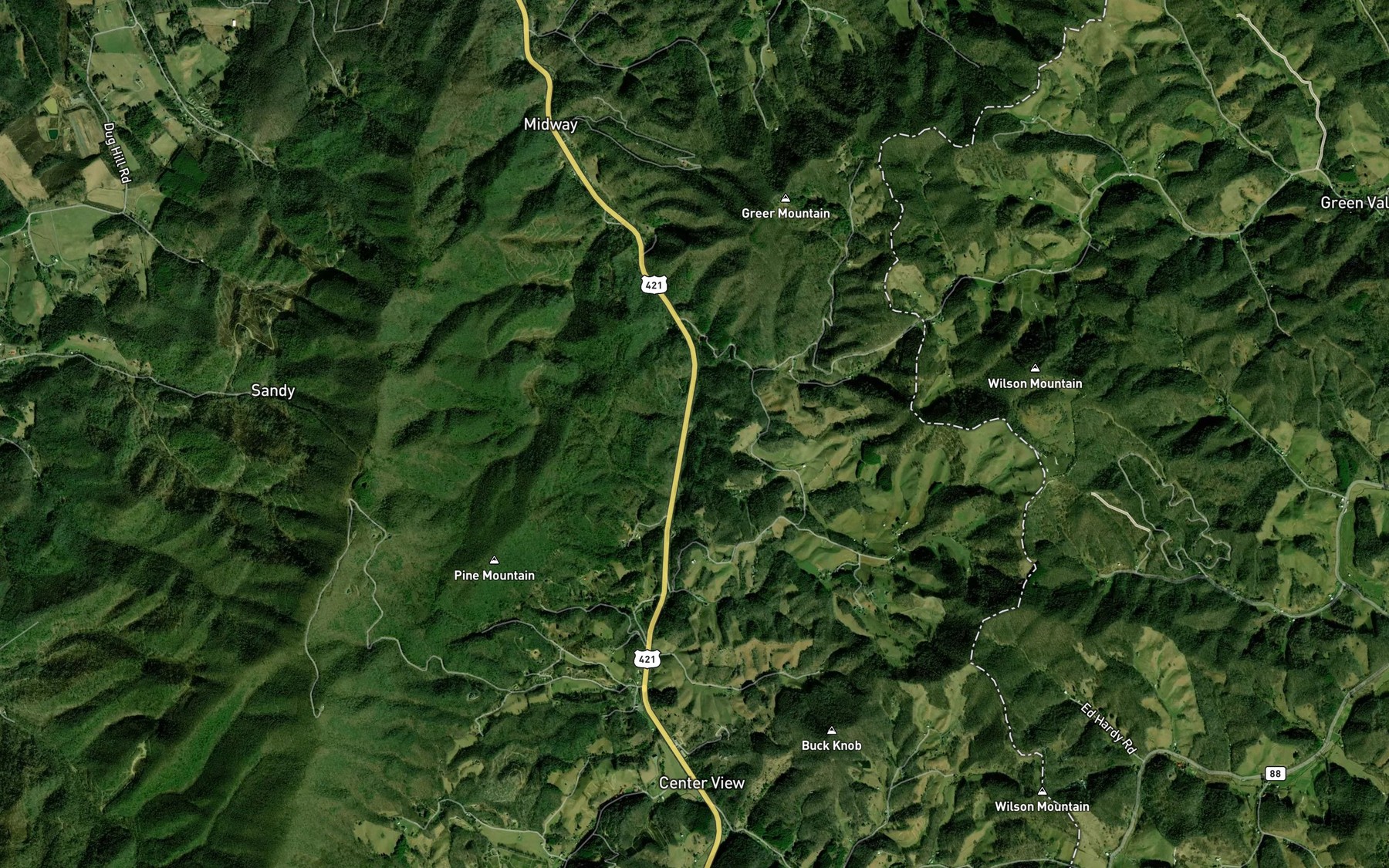 Satellite map of the Wallace Branch