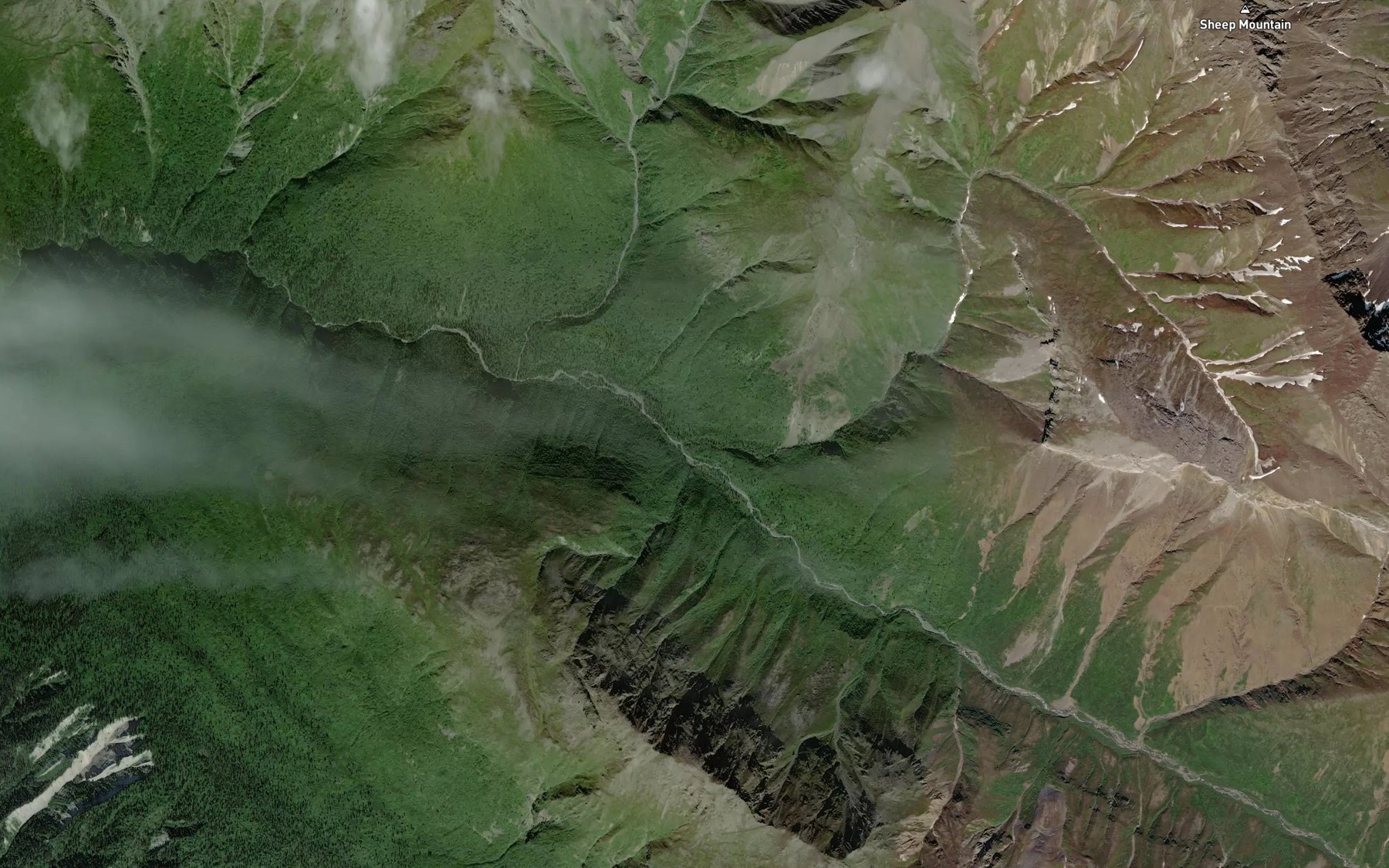 Satellite map of the Five Sheep Creek