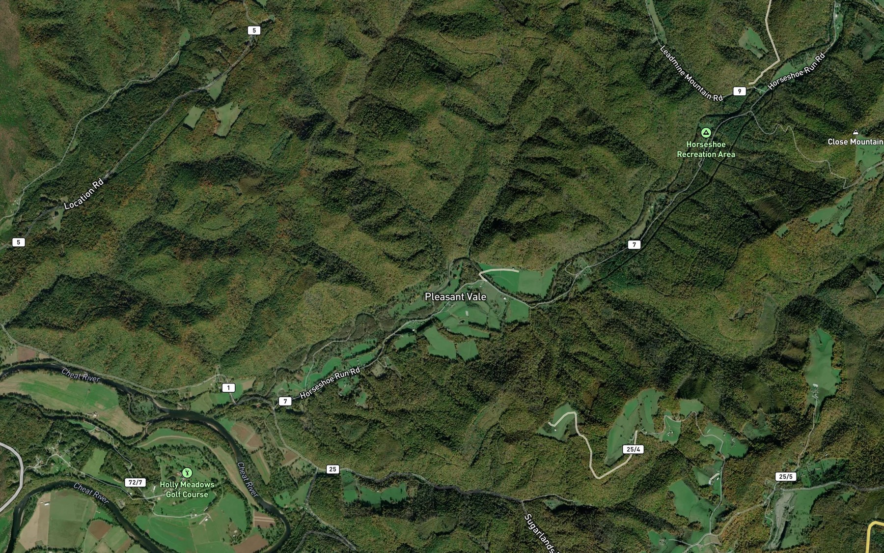 Satellite map of the Mike Run