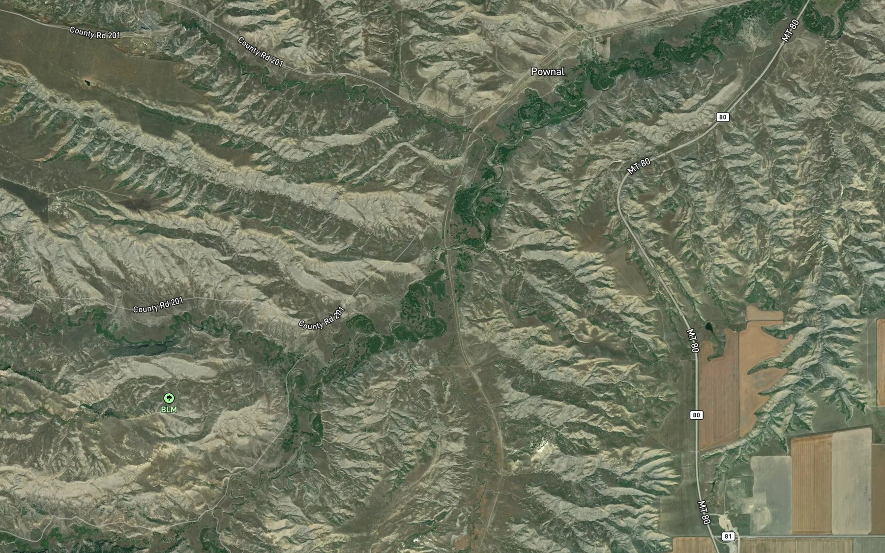 Satellite map of the Surprise Creek