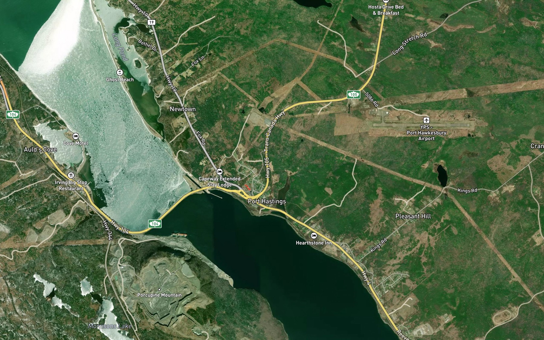 Satellite map of the Plaster Cove