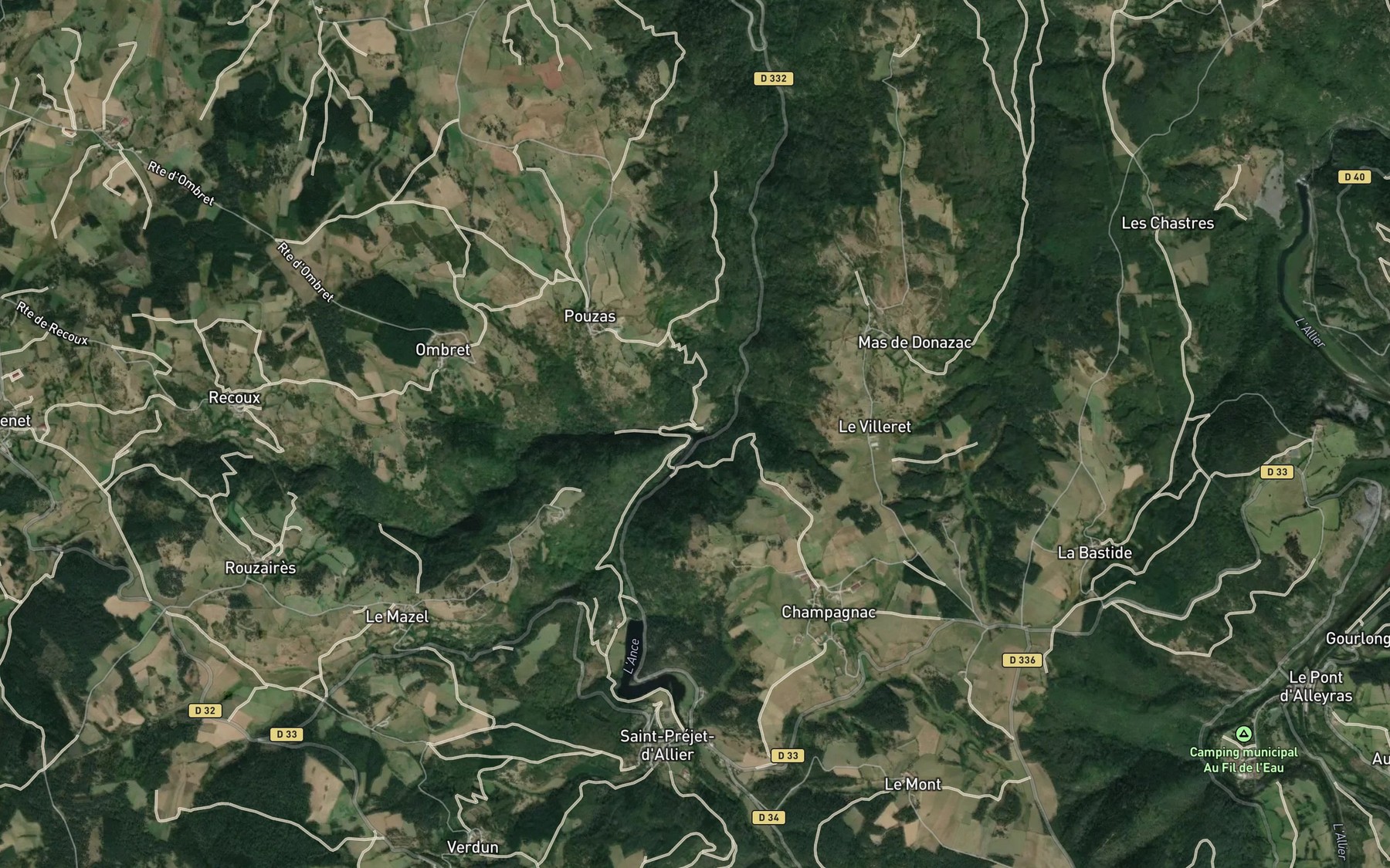 Satellite map of the Ruisseau de Virlange