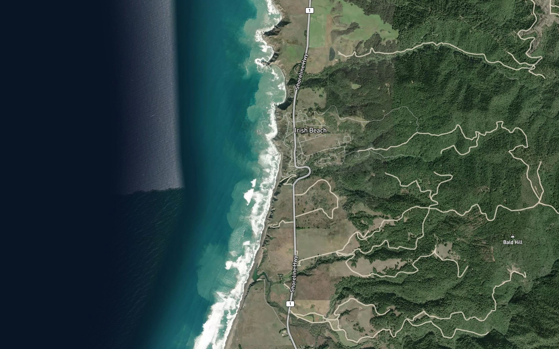 Satellite map of the Irish Creek
