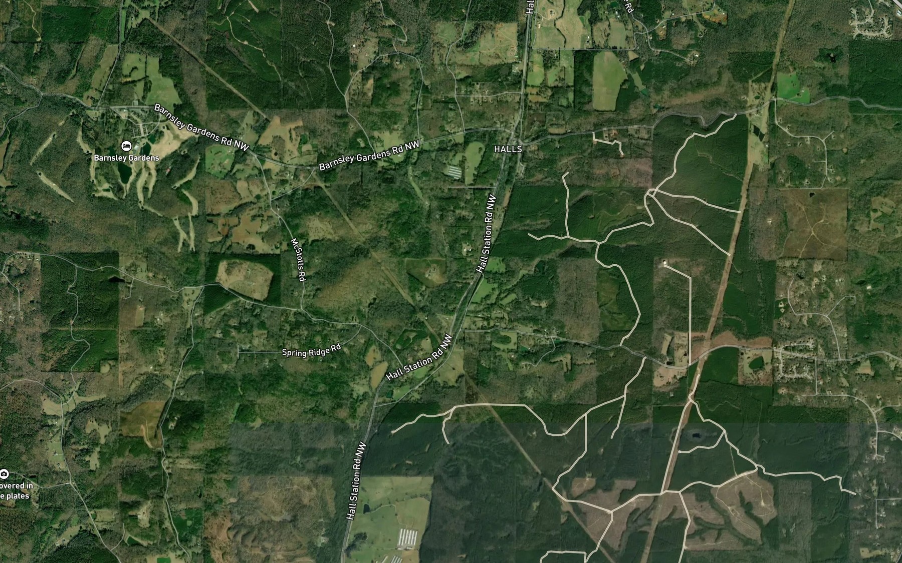 Satellite map of the Sipsey Creek