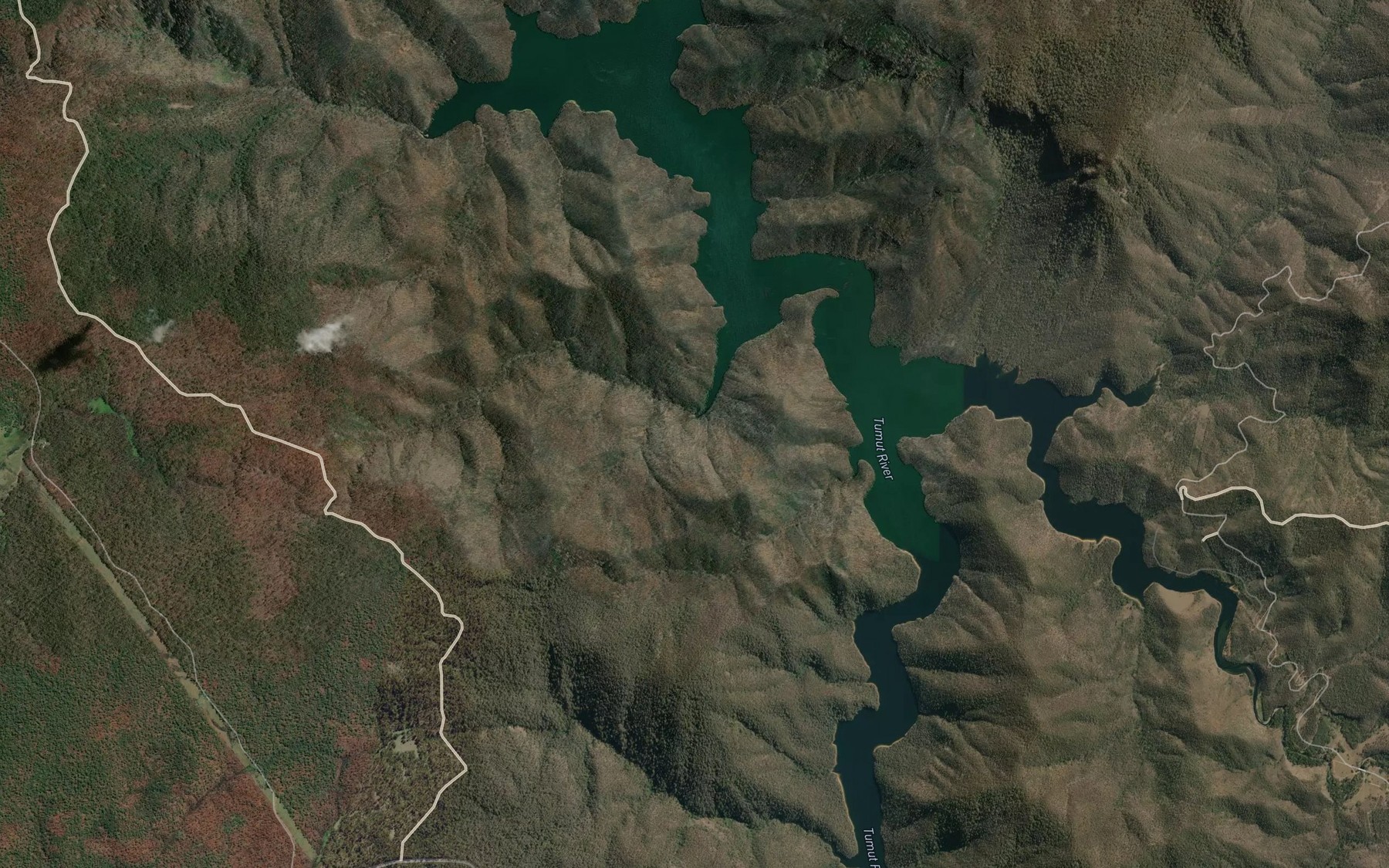 Satellite map of the Plain Creek