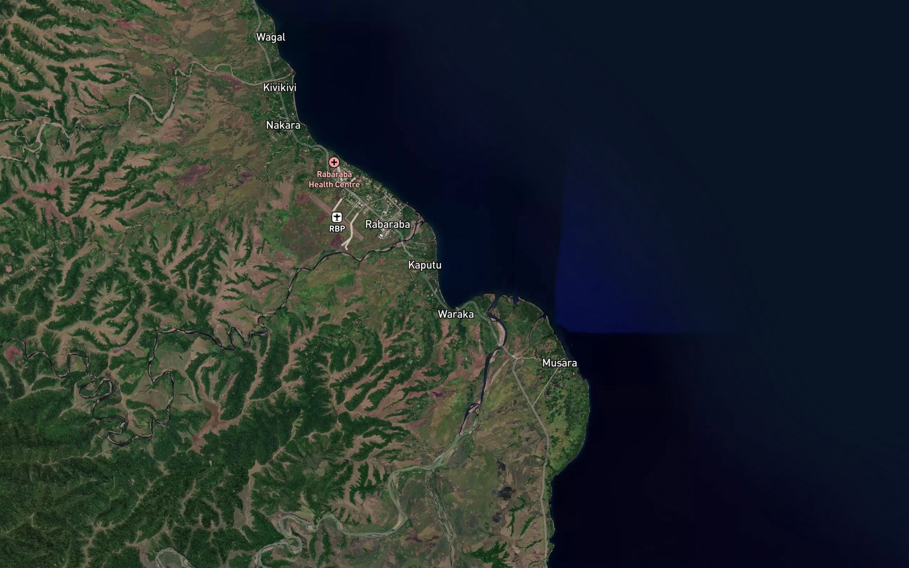 Satellite map of the Waraka Bay