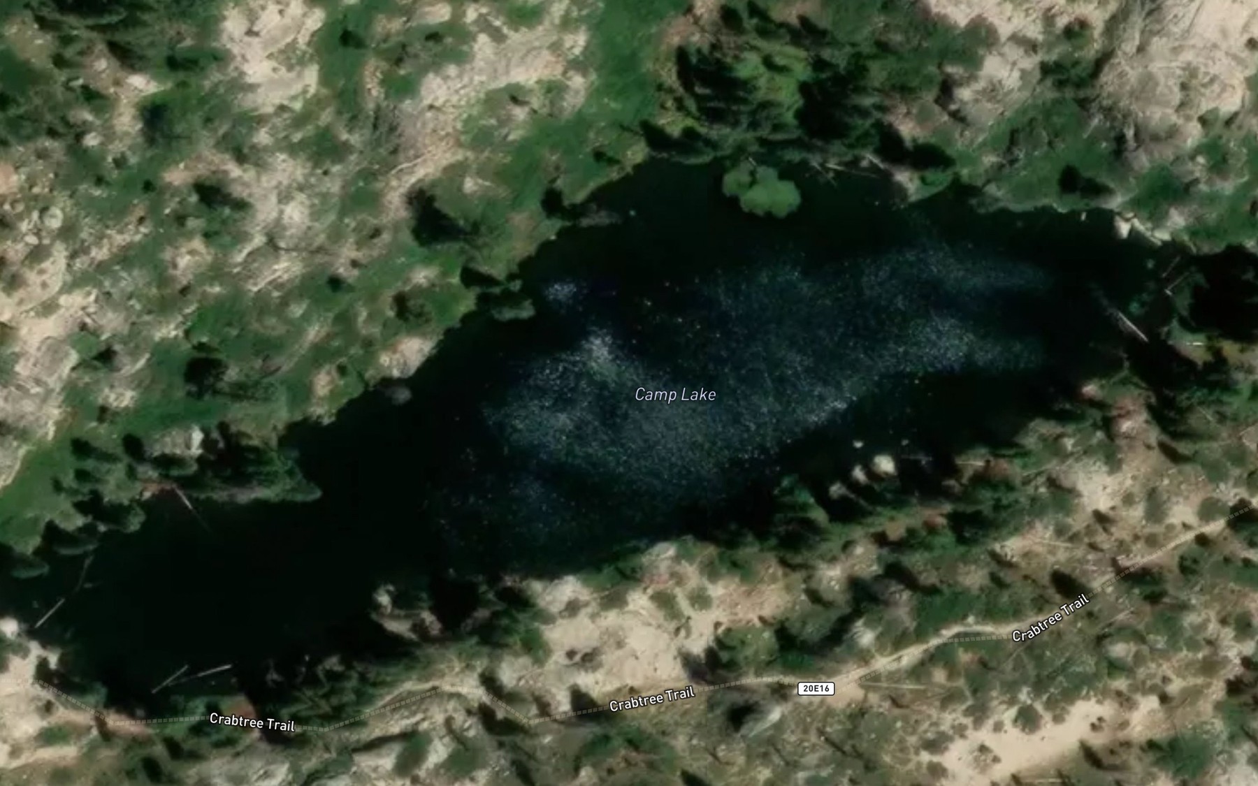 Satellite map of the Camp Lake
