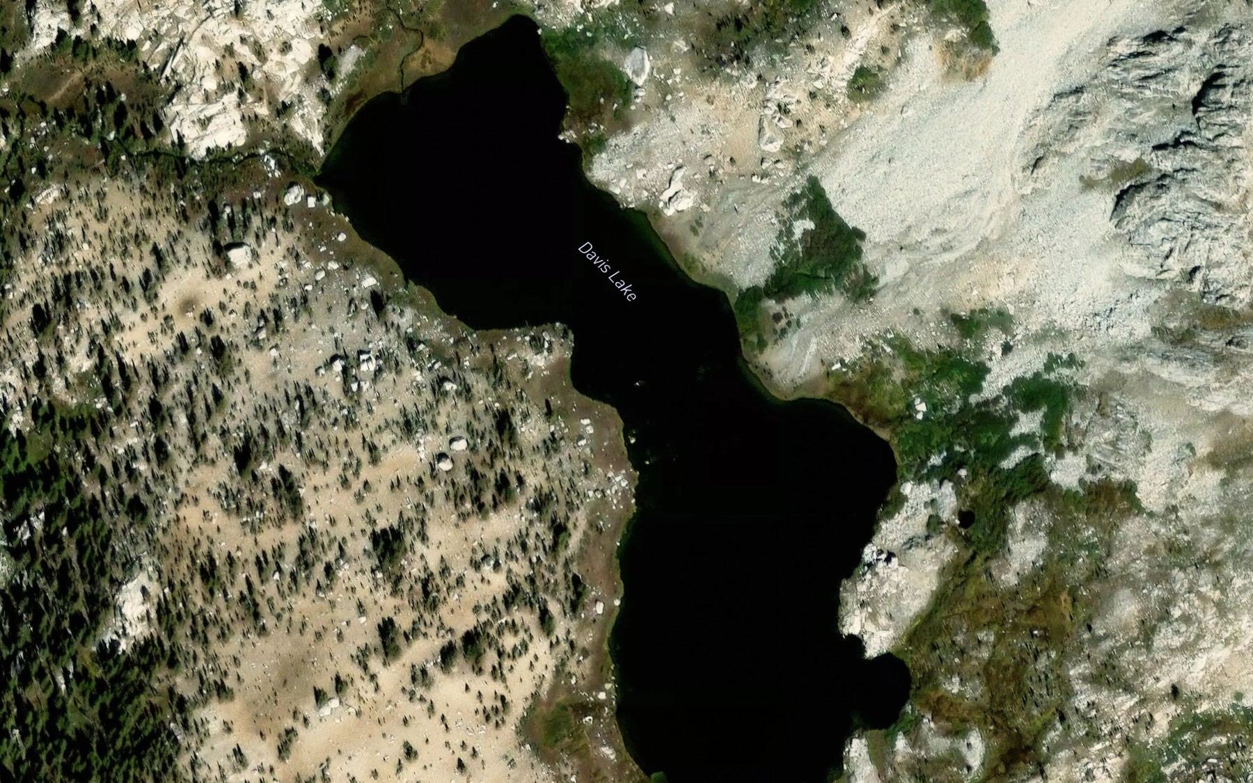 Satellite map of the Davis Lake