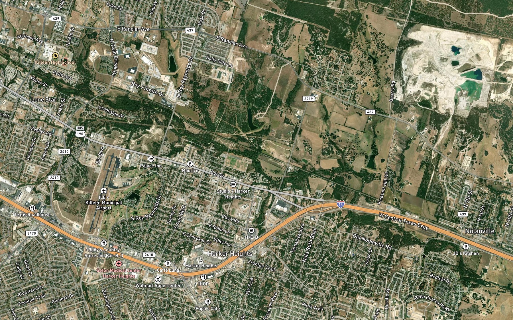 Satellite map of the Hay Branch
