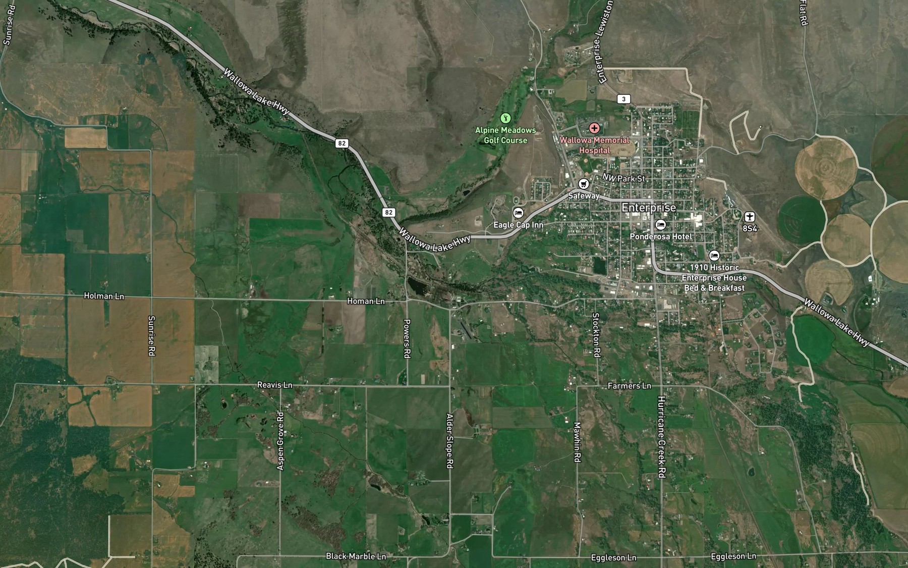 Satellite map of the Hurricane Creek