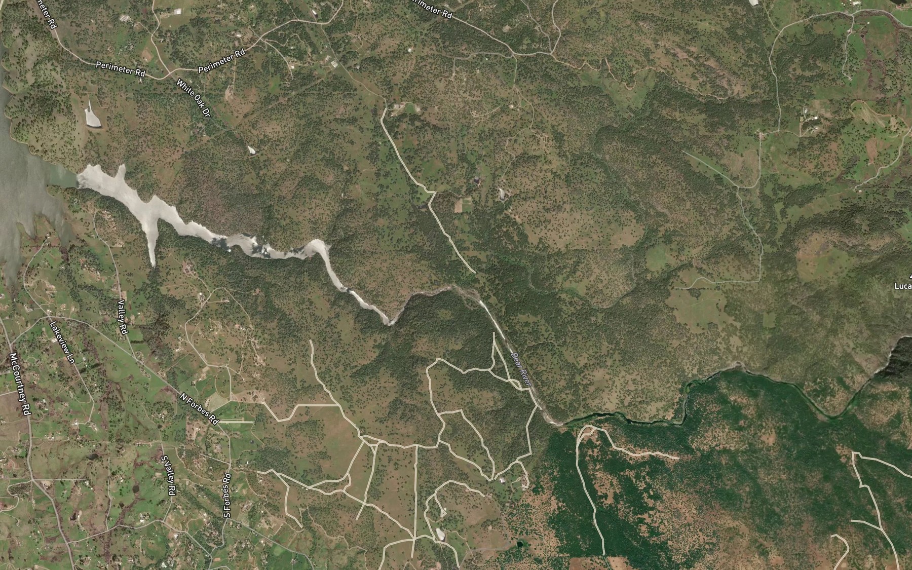 Satellite map of the Little Wolf Creek