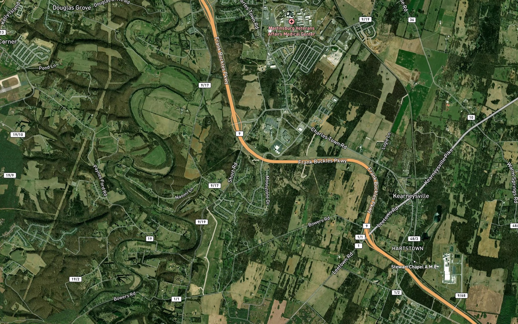 Satellite map of the Shaw Spring