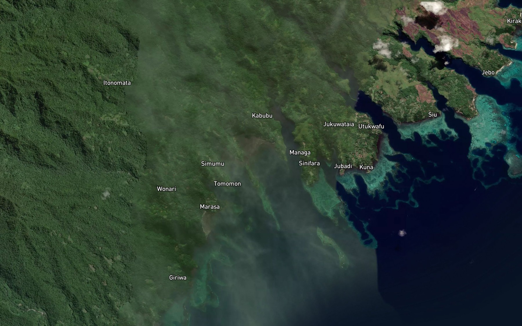 Satellite map of the Awainena Bay
