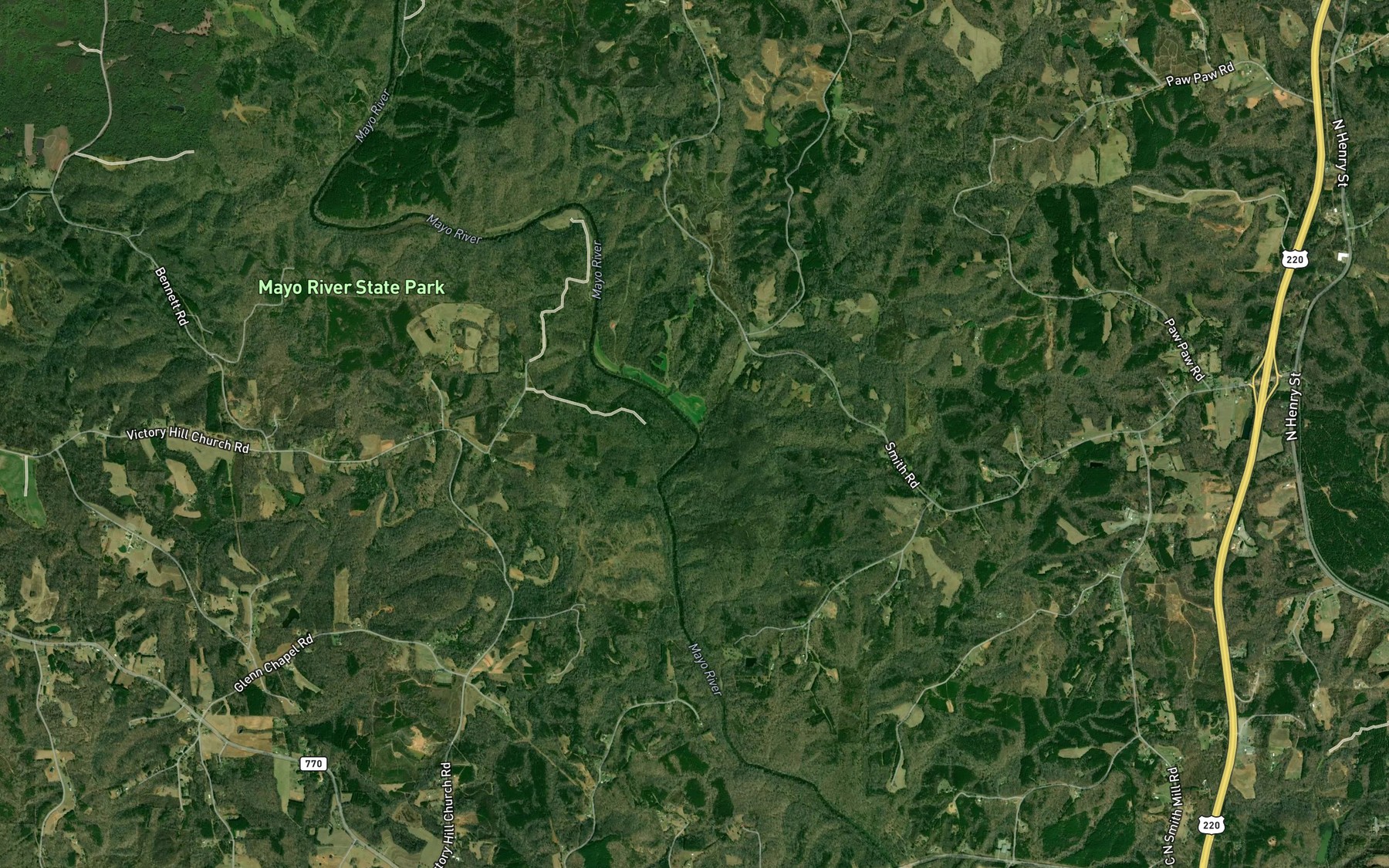 Satellite map of the Pawpaw Creek