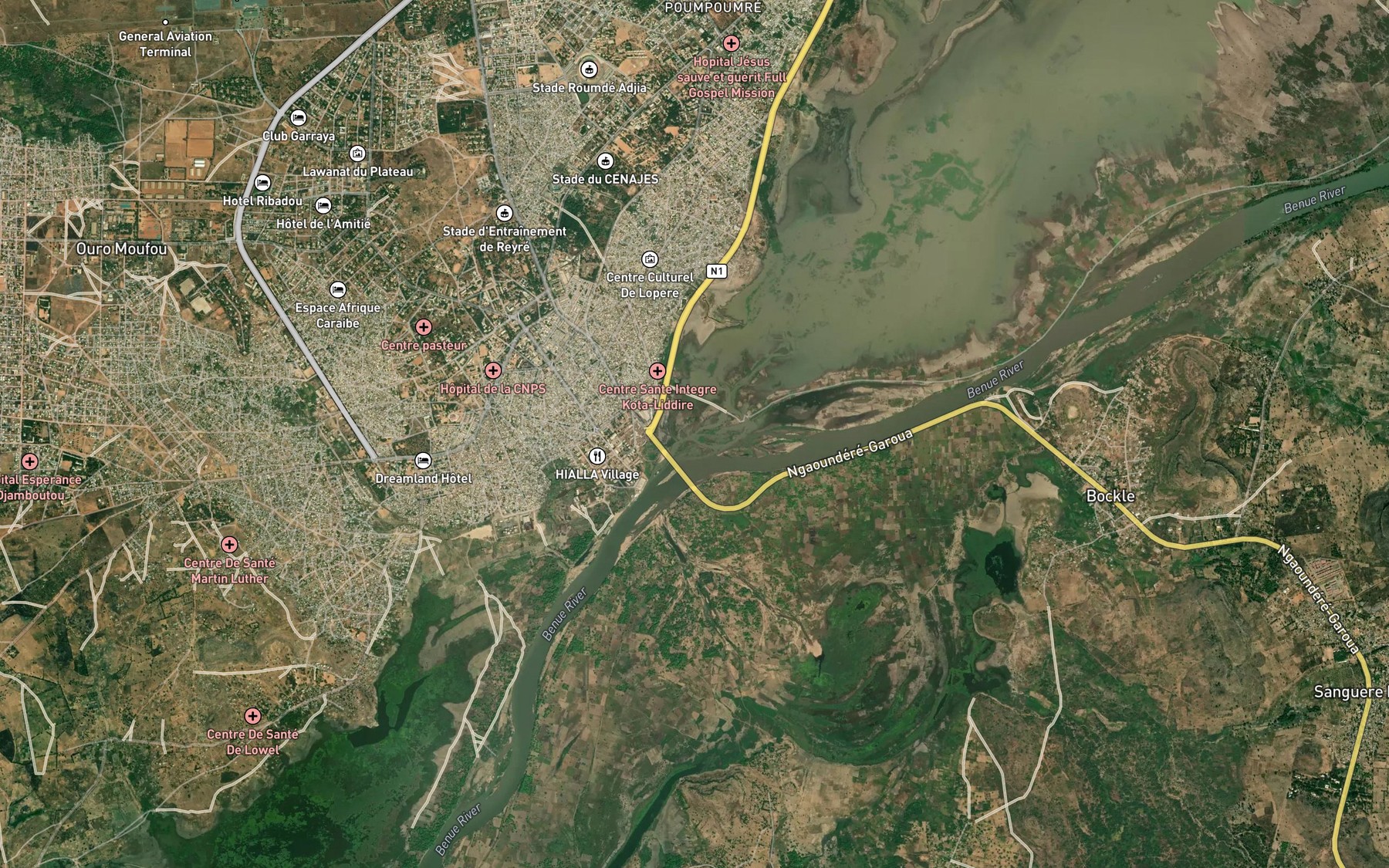 Satellite map of the Mayo Djoulol