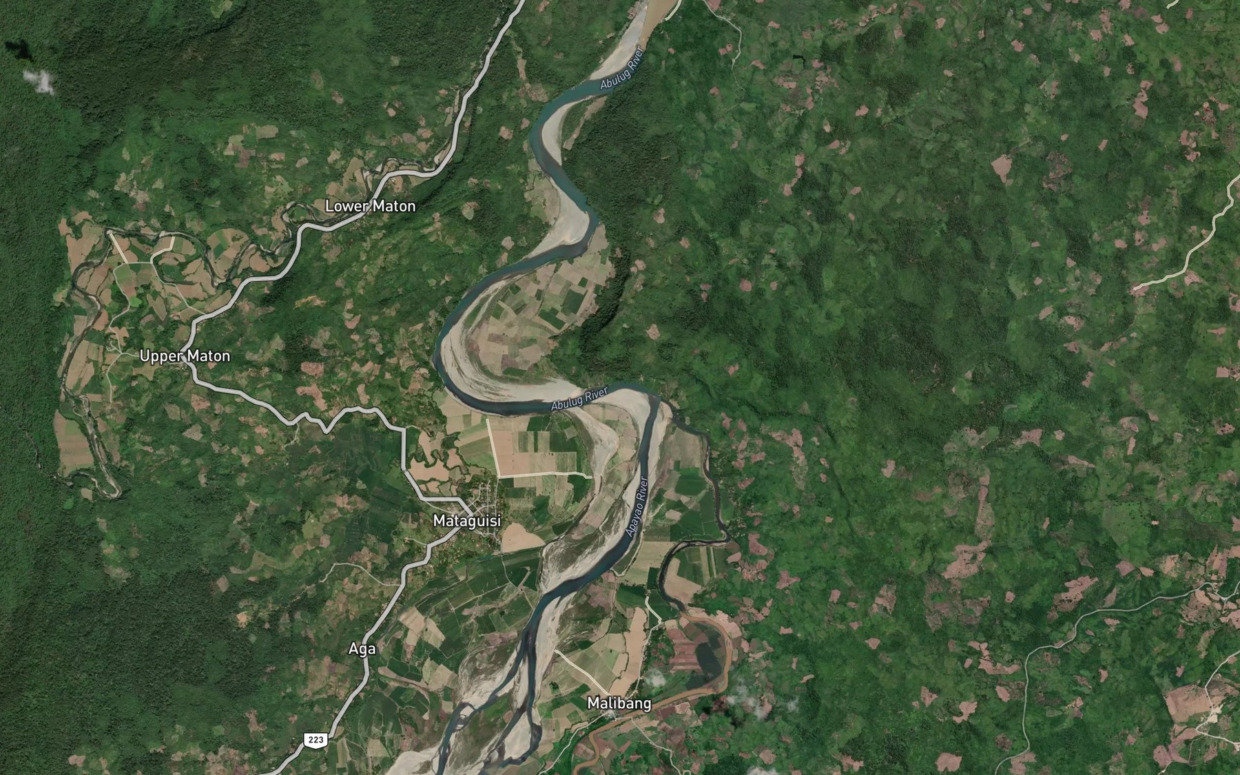 Satellite map of the Apayao River