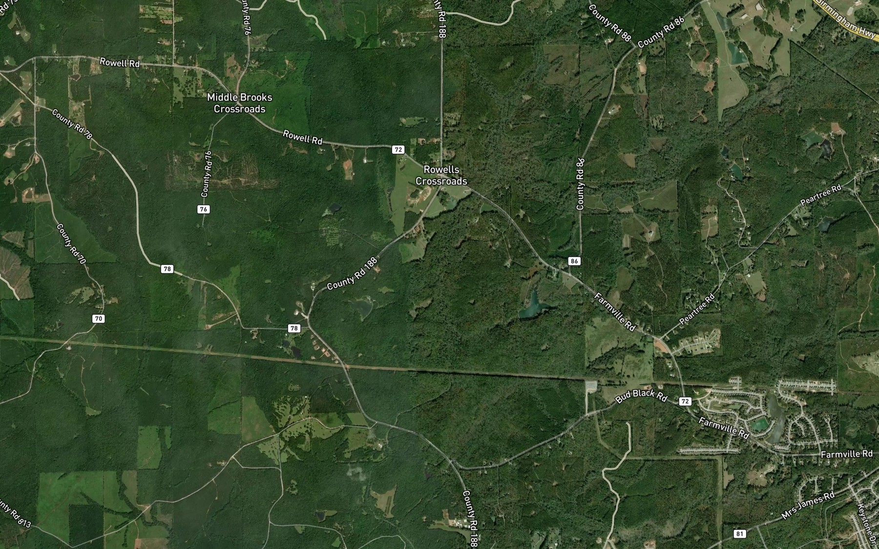 Satellite map of the Webb Branch