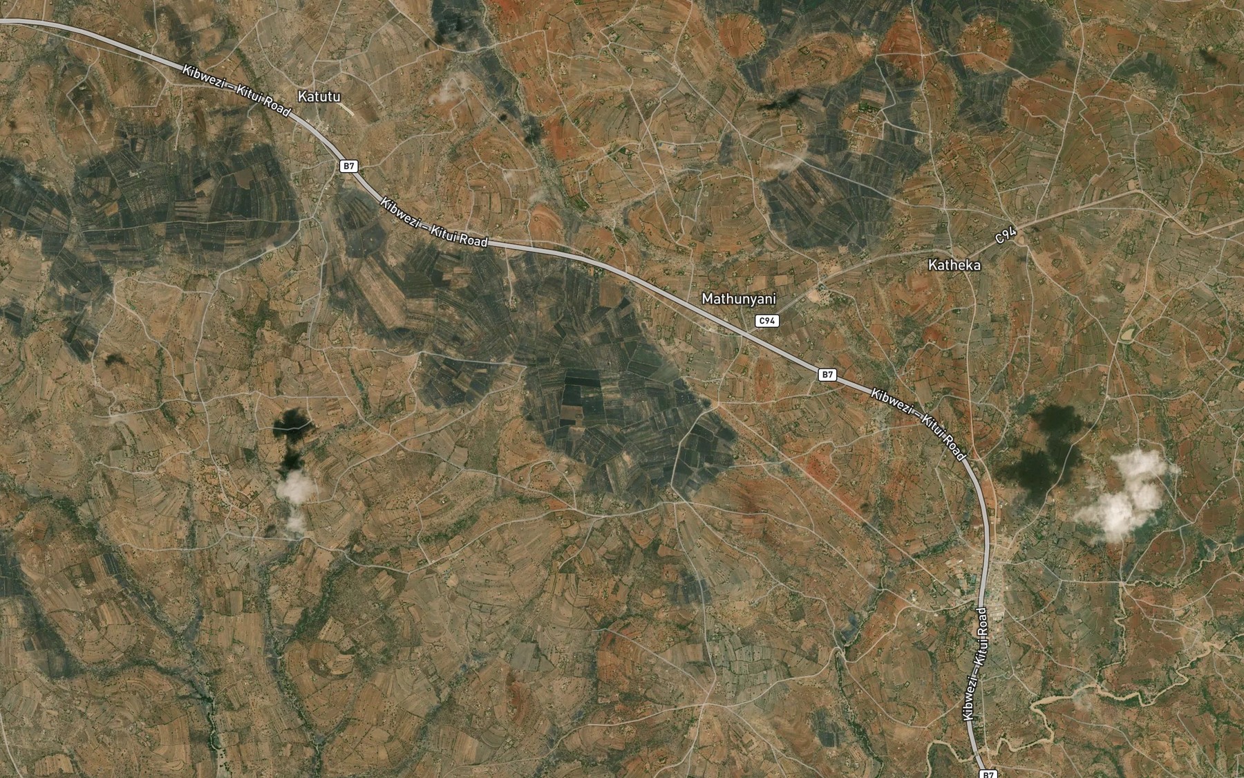 Satellite map of the Kwa Nzuki Dam