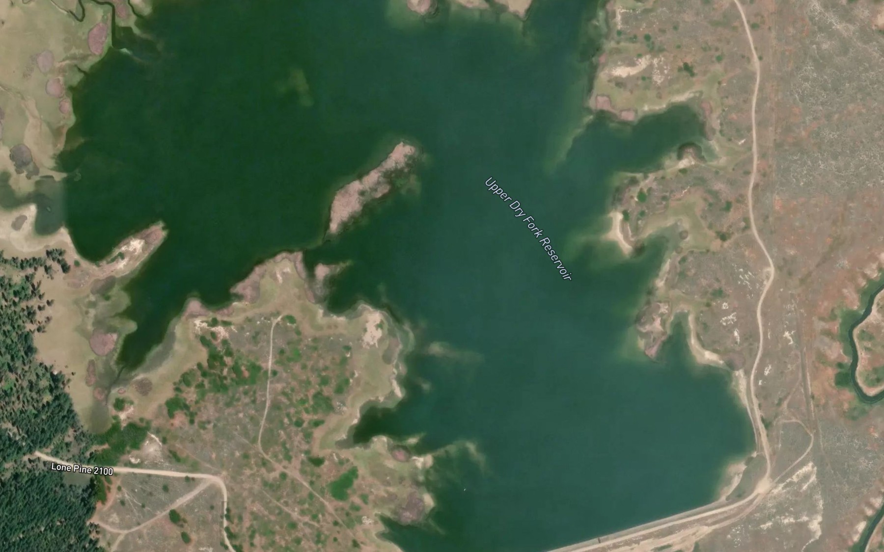 Satellite map of the Upper Dry Fork Reservoir