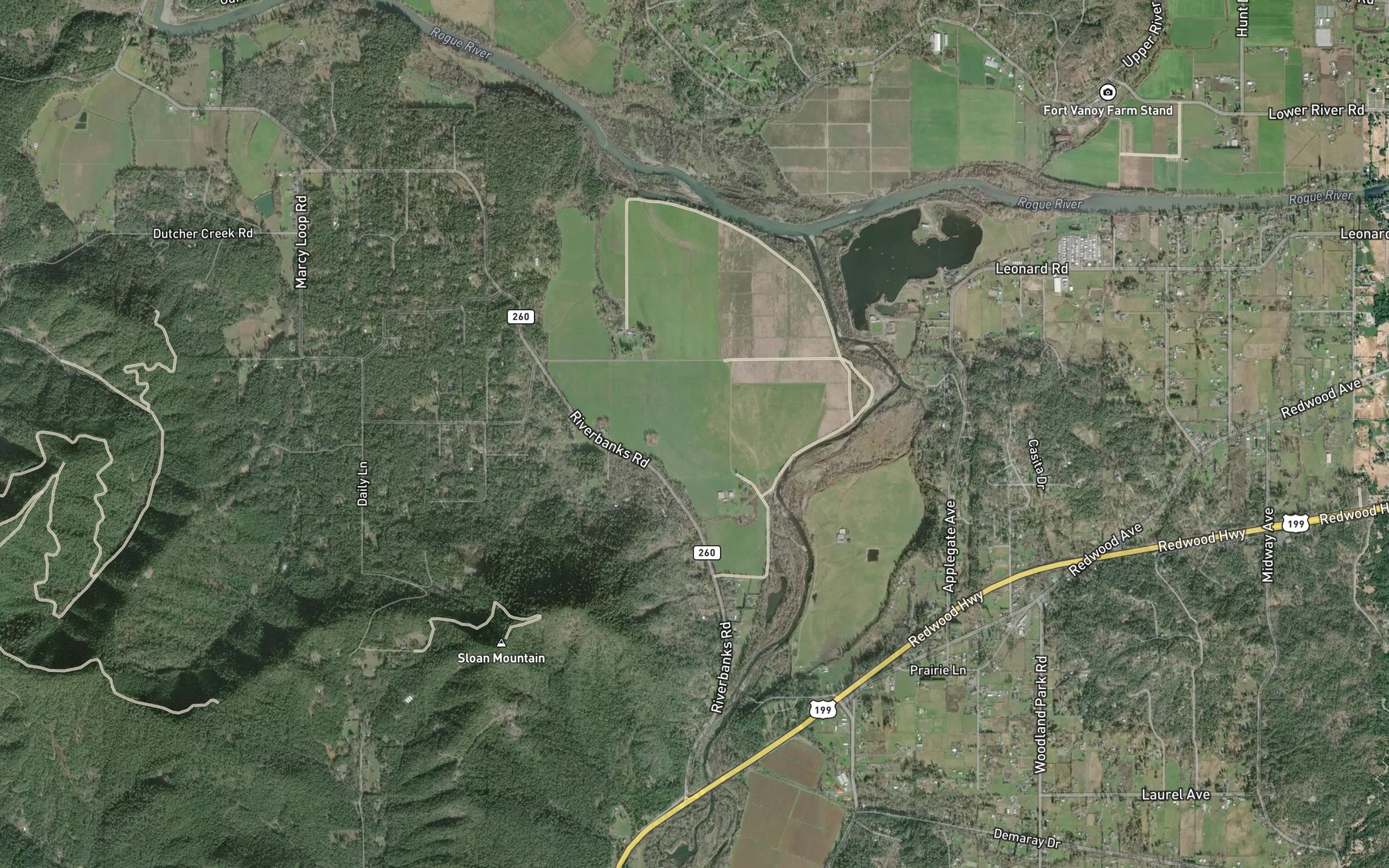 Satellite map of the Britton Creek