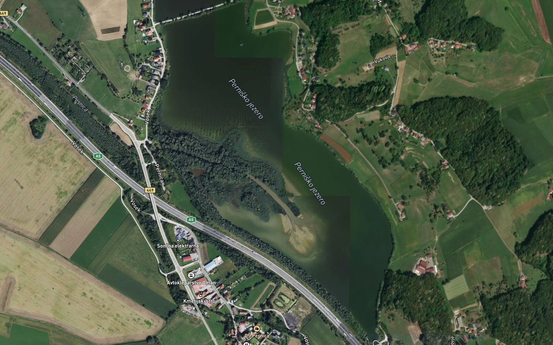 Satellite map of the Jezero Pernica