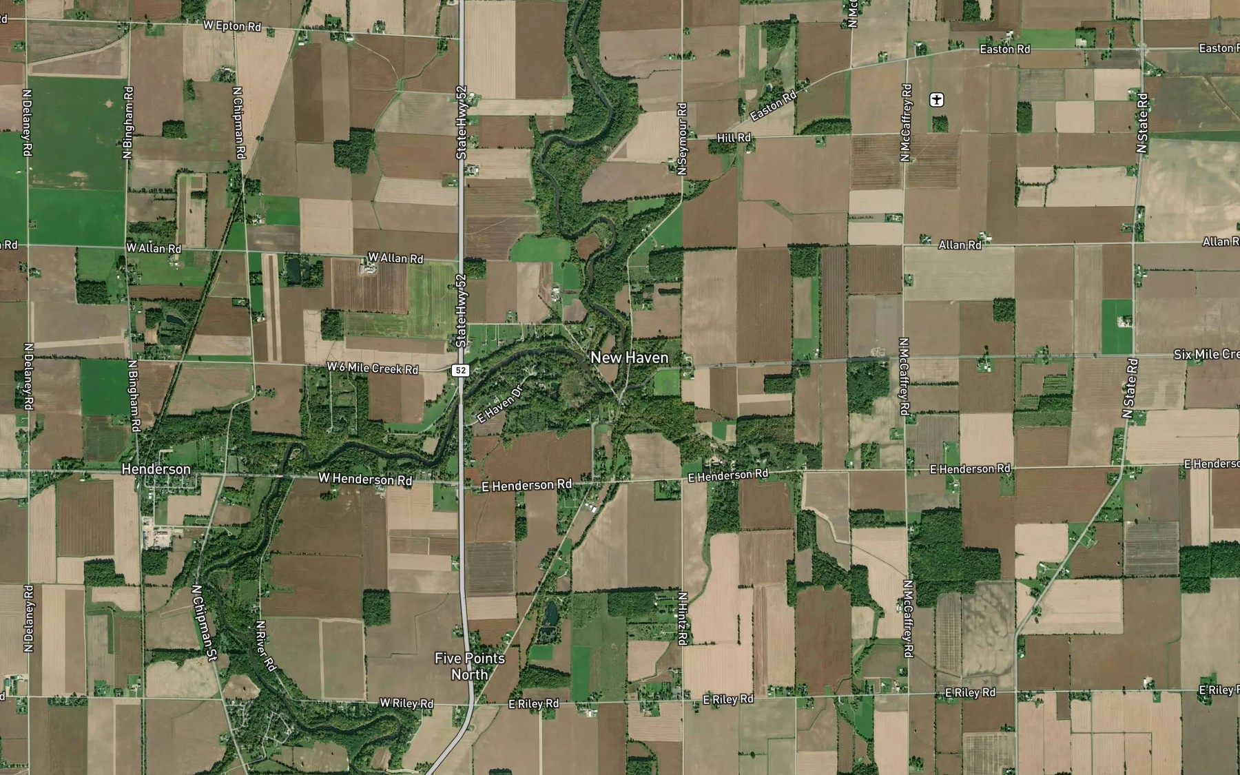 Satellite map of the Sixmile Creek