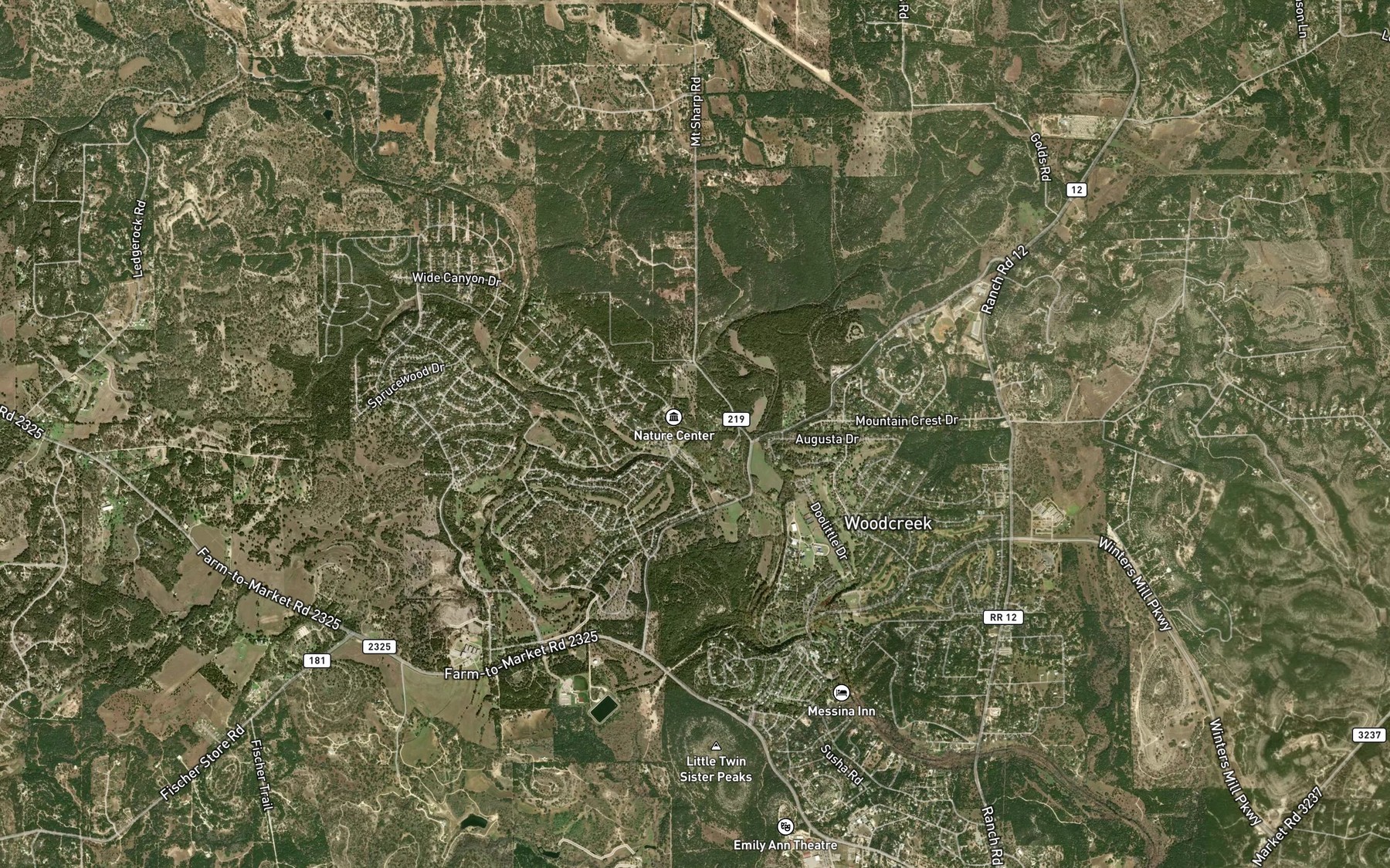 Satellite map of the Jacobs Well Spring
