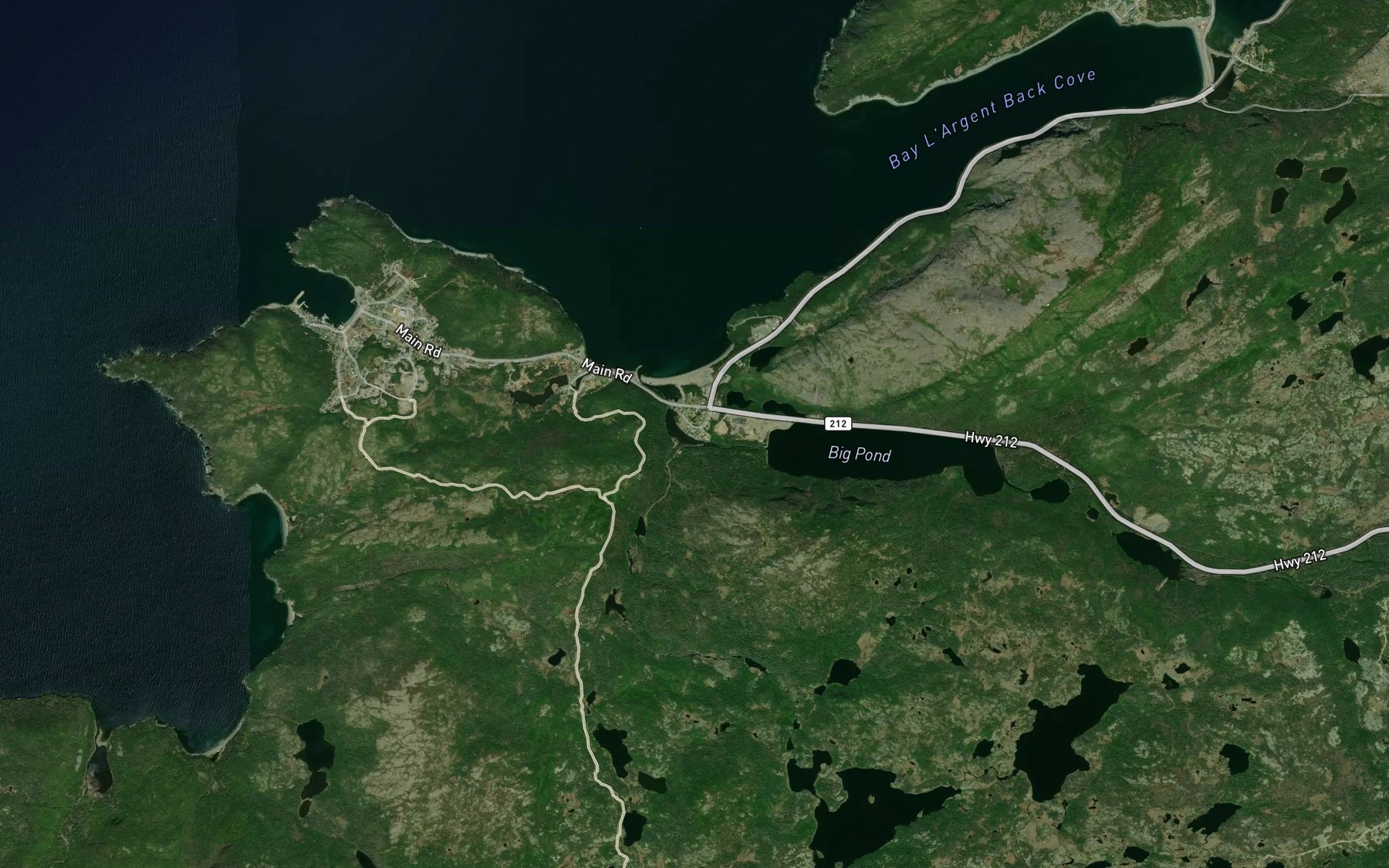 Satellite map of the Rattling Brook