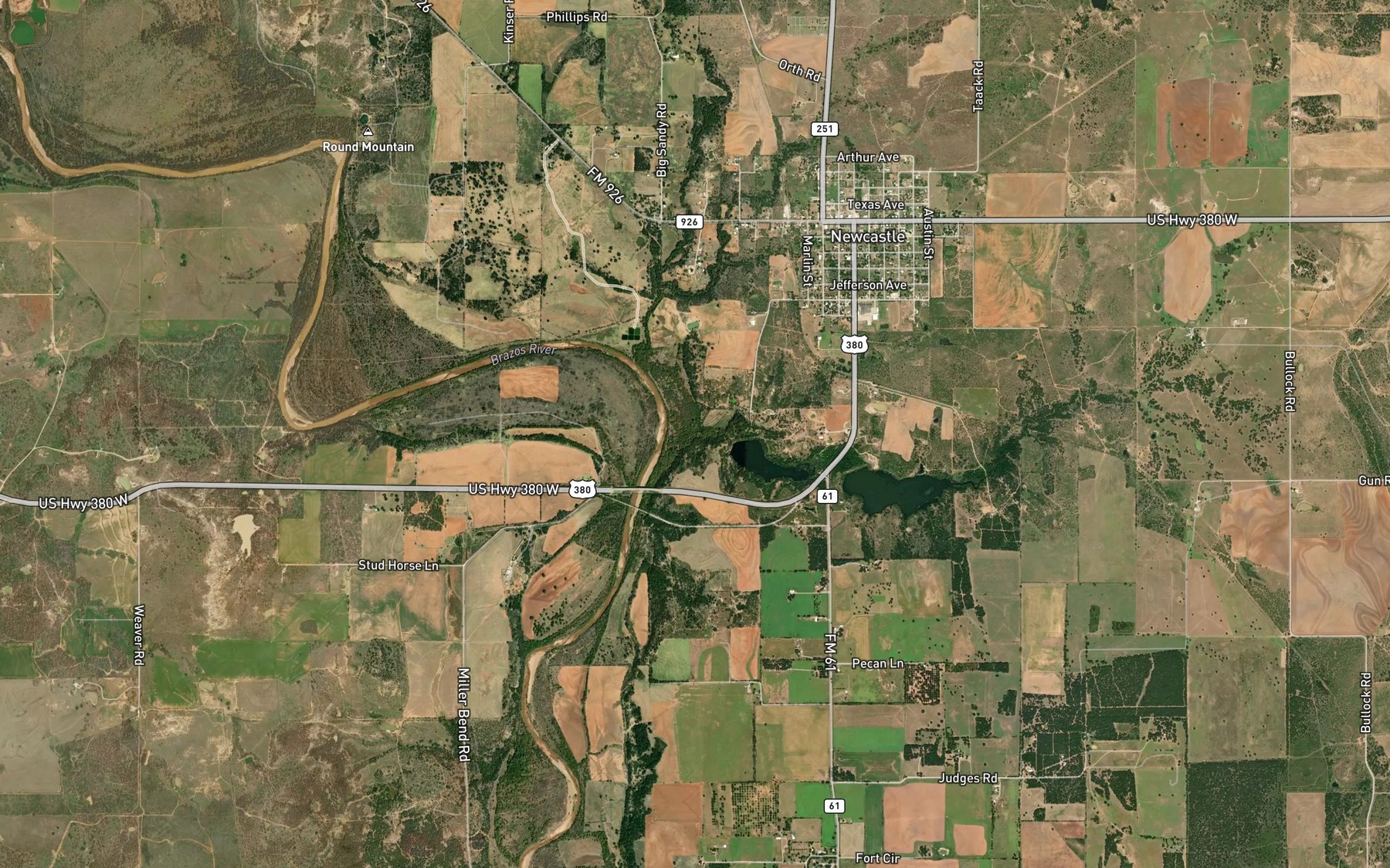 Satellite map of the Rattlesnake Creek