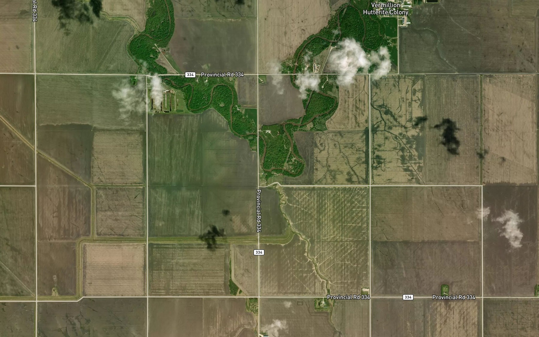 Satellite map of the Manness Drain